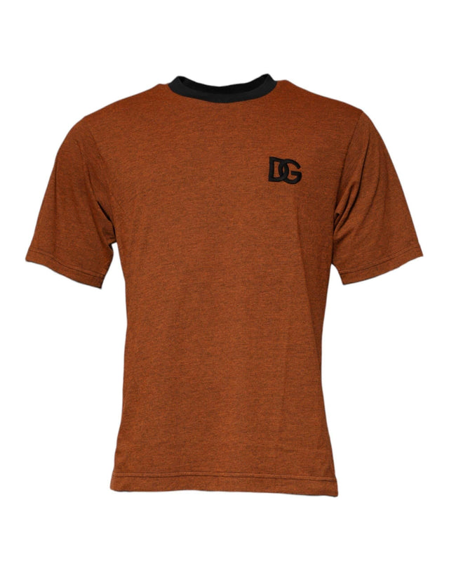 Dolce & Gabbana Brown DG Logo Polyester Crew Neck T-shirt - Hilstor