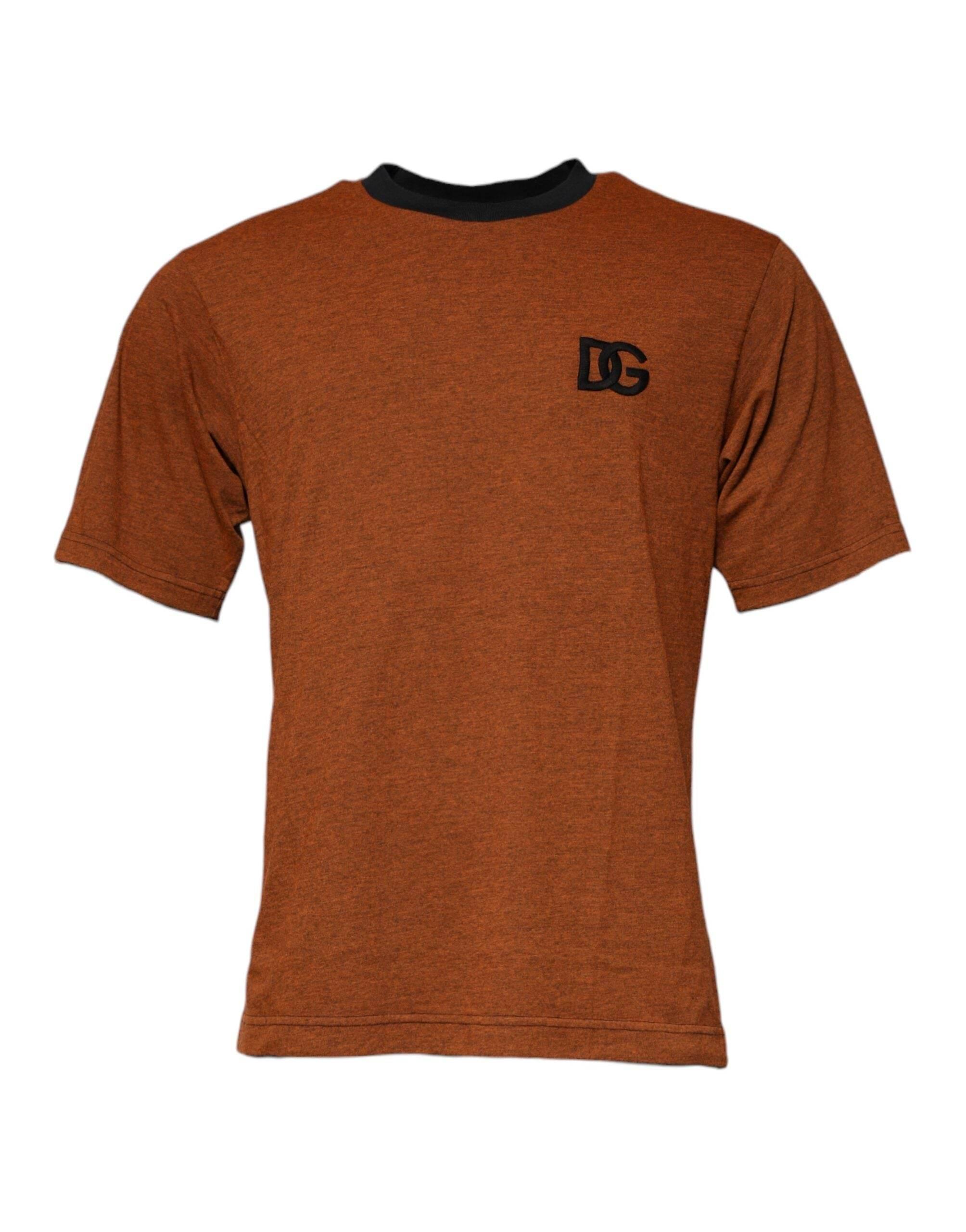 Dolce & Gabbana Brown DG Logo Polyester Crew Neck T-shirt - Hilstor