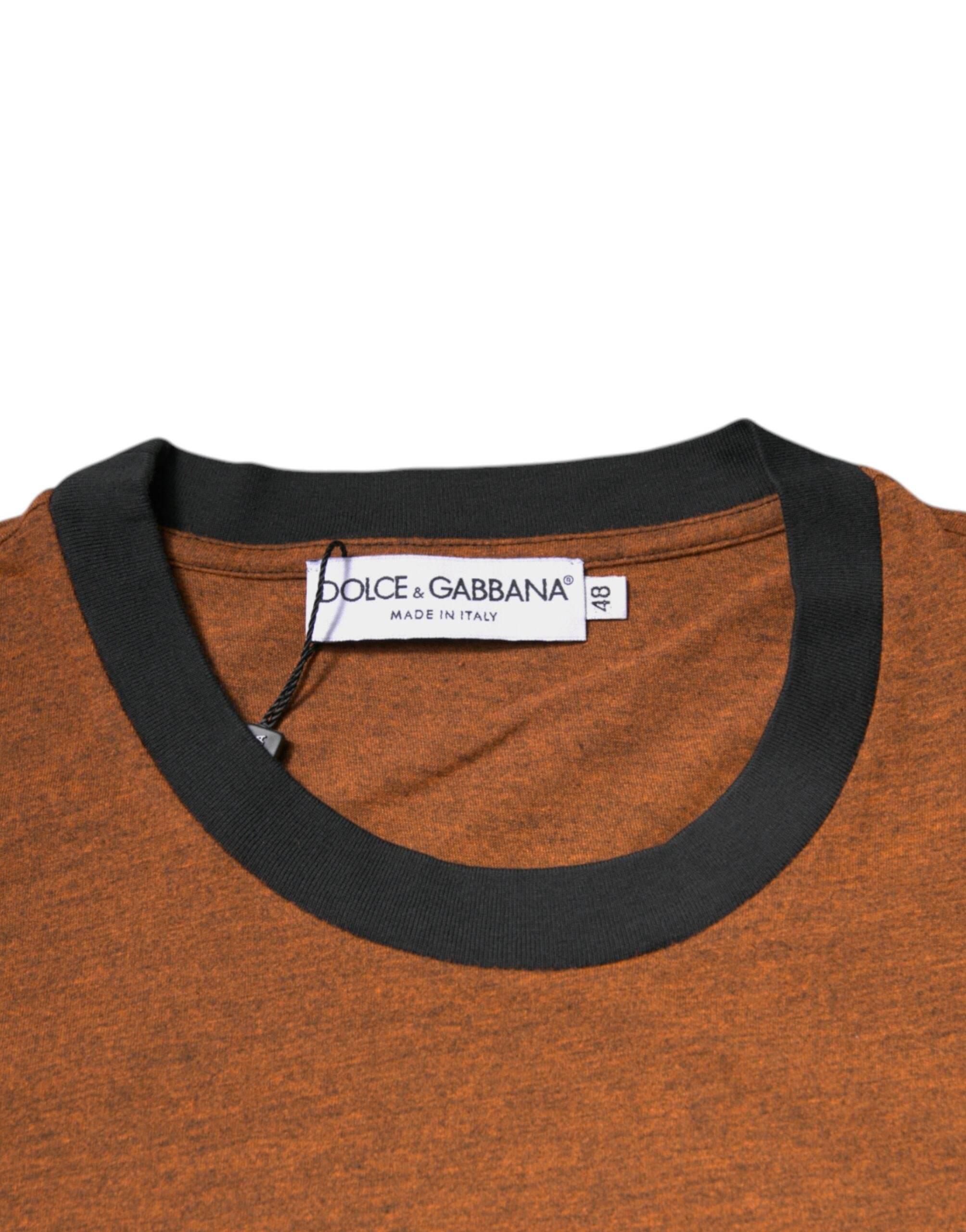 Dolce & Gabbana Brown DG Logo Polyester Crew Neck T-shirt - Hilstor
