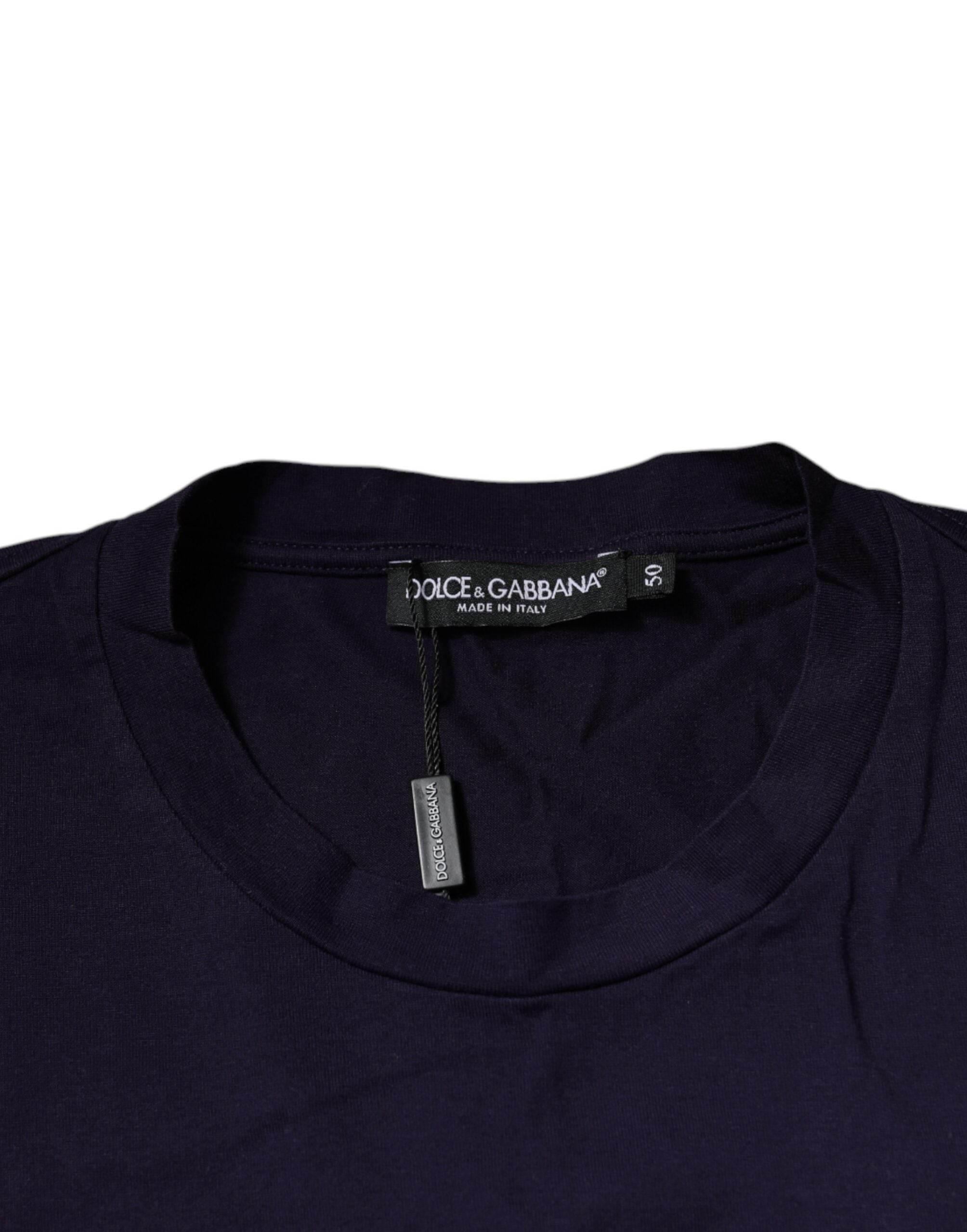 Dolce & Gabbana Purple DG Logo Cotton Crew Neck T-shirt - Hilstor