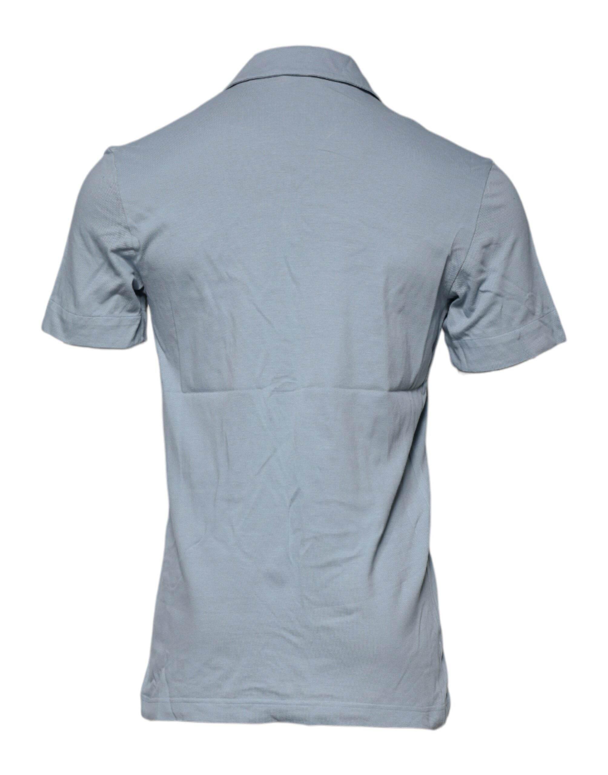 Dolce & Gabbana Blue Cotton Button Down Casual Men Polo Shirt - Hilstor