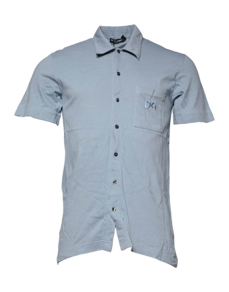Dolce & Gabbana Blue Cotton Button Down Casual Men Polo Shirt - Hilstor