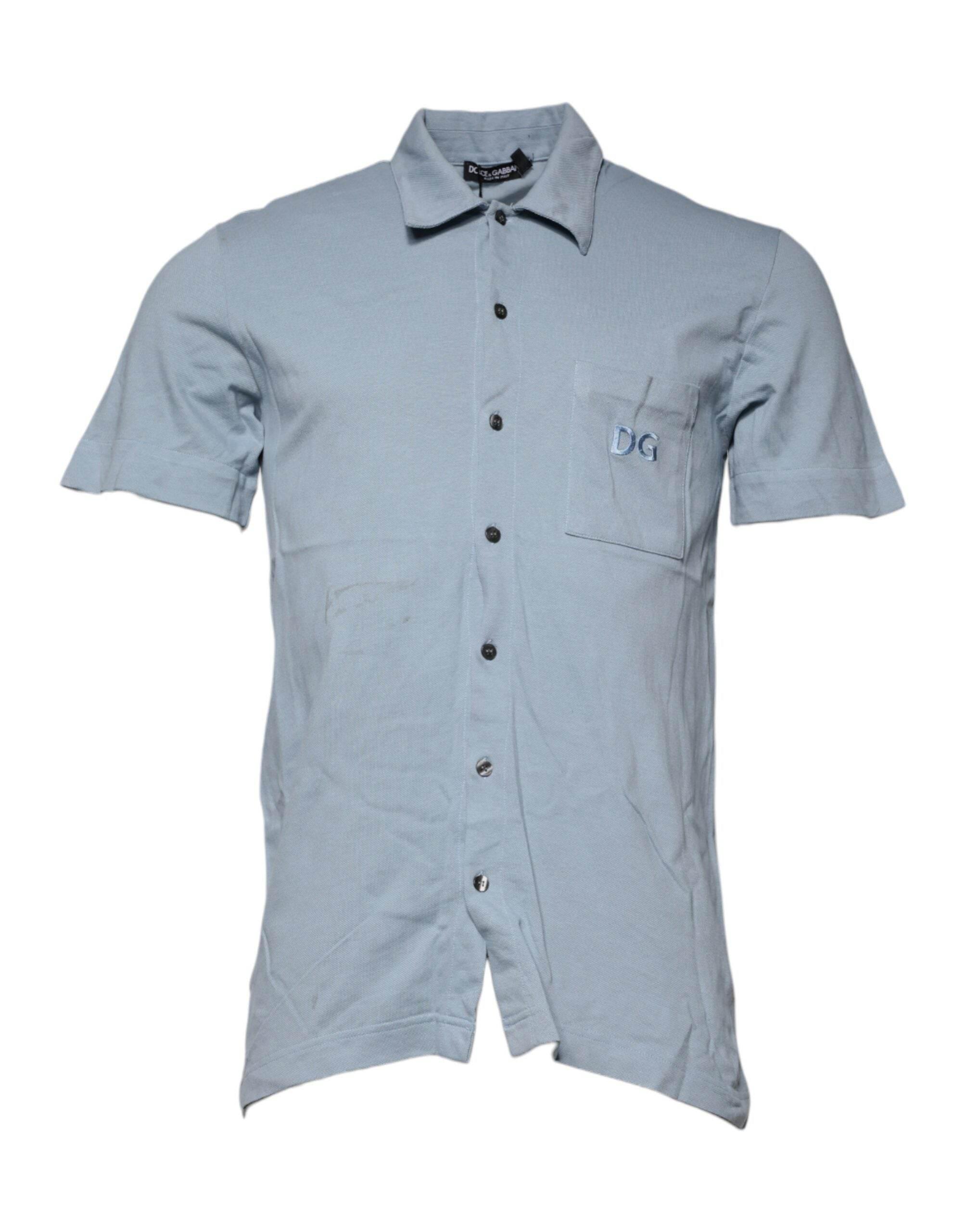 Dolce & Gabbana Blue Cotton Button Down Casual Men Polo Shirt - Hilstor