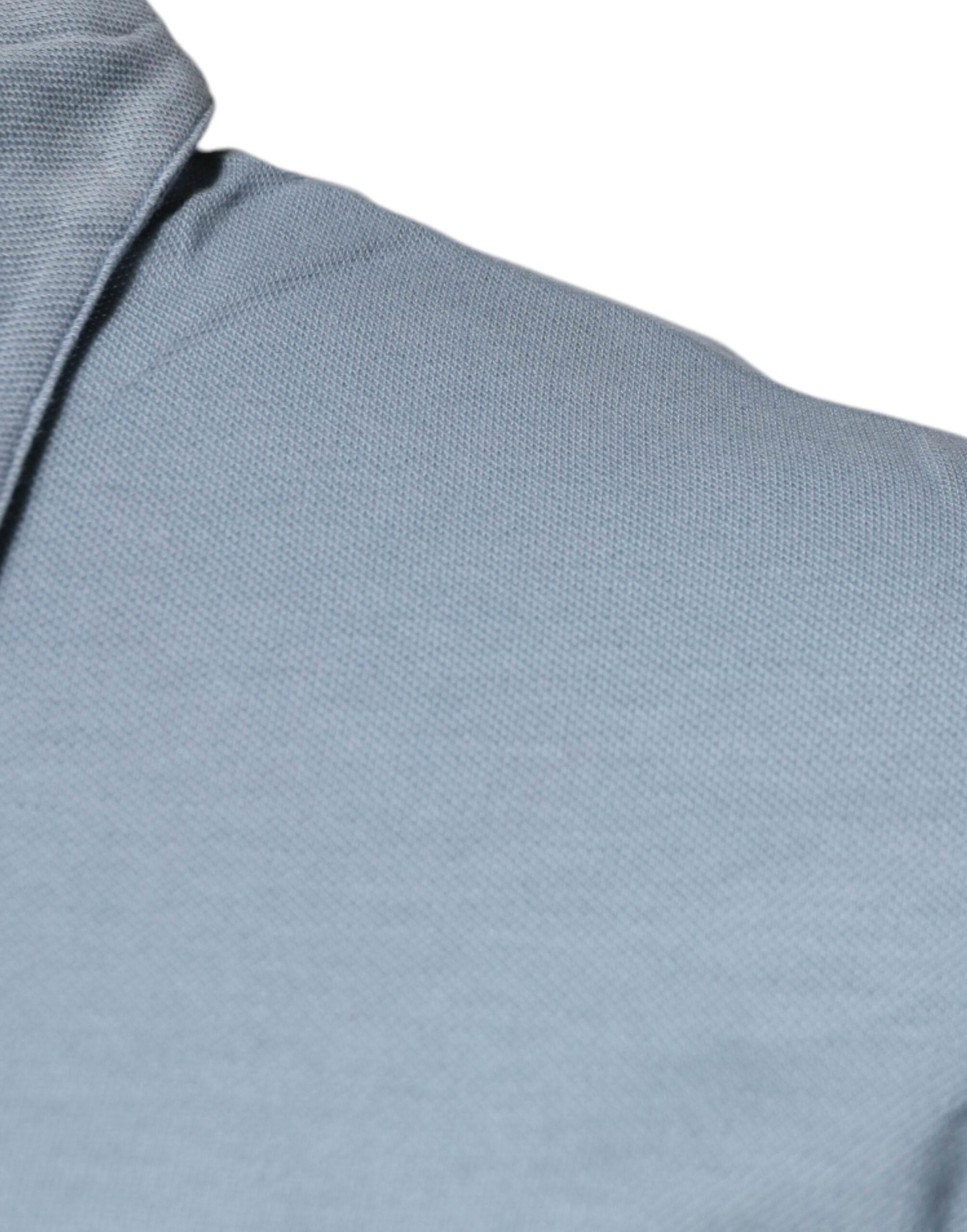 Dolce & Gabbana Blue Cotton Button Down Casual Men Polo Shirt - Hilstor