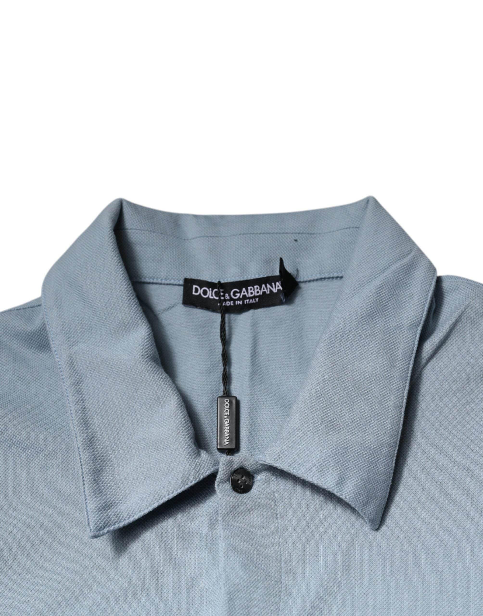 Dolce & Gabbana Blue Cotton Button Down Casual Men Polo Shirt - Hilstor