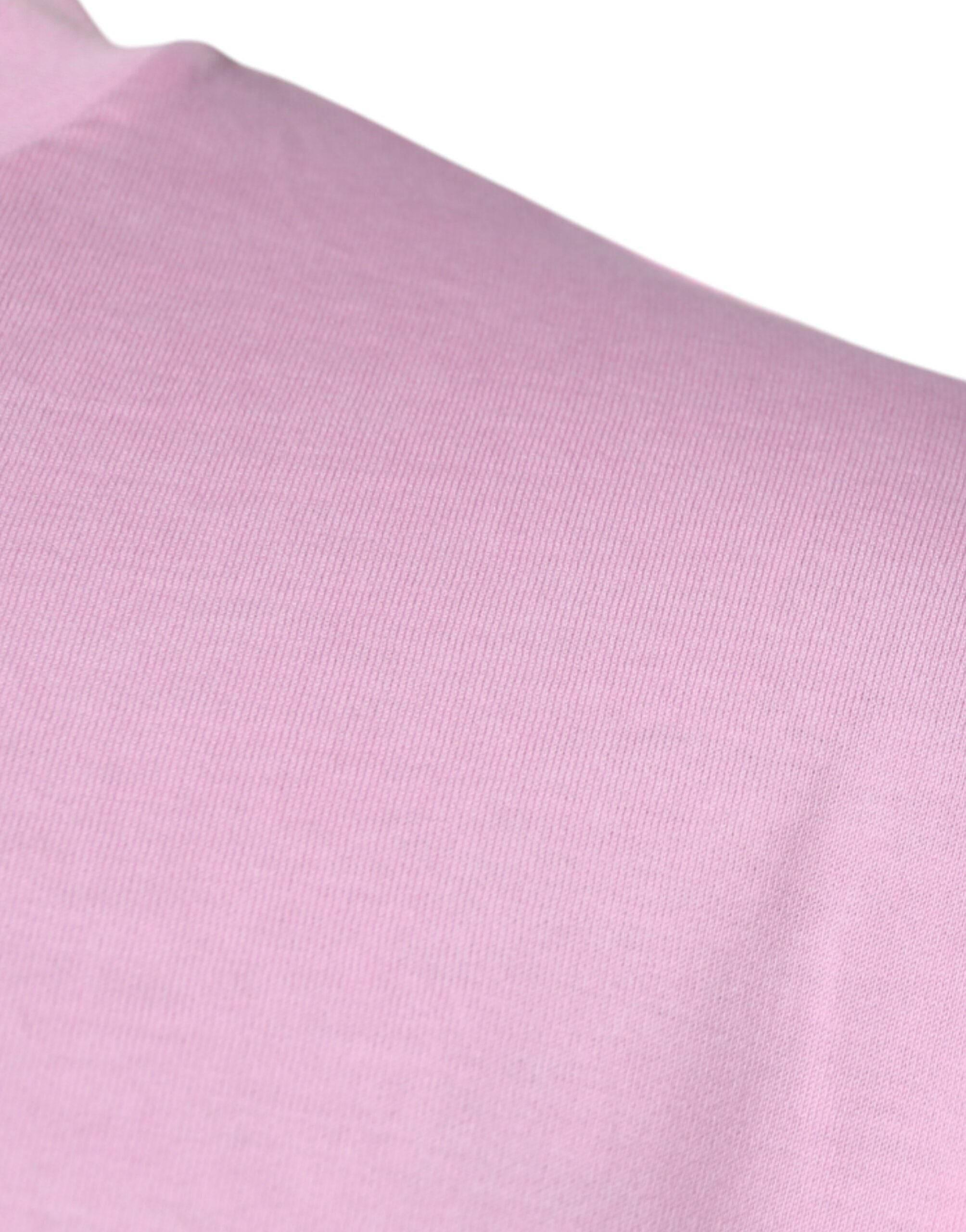 Dolce & Gabbana Pink Logo Print Cotton Crew Neck T-shirt - Hilstor