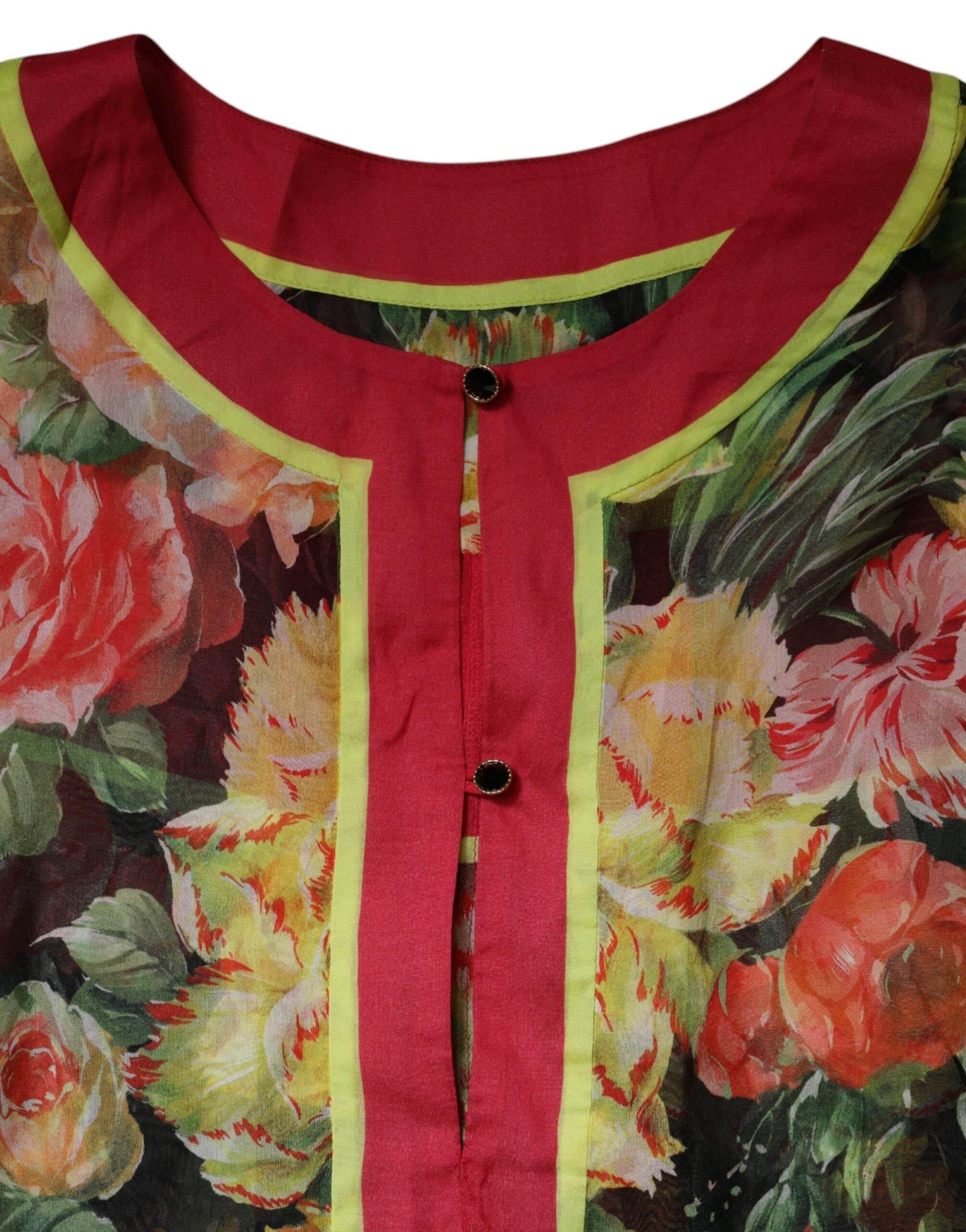 Dolce & Gabbana Multicolor Floral Silk Kaftan Maxi Dress - Hilstor