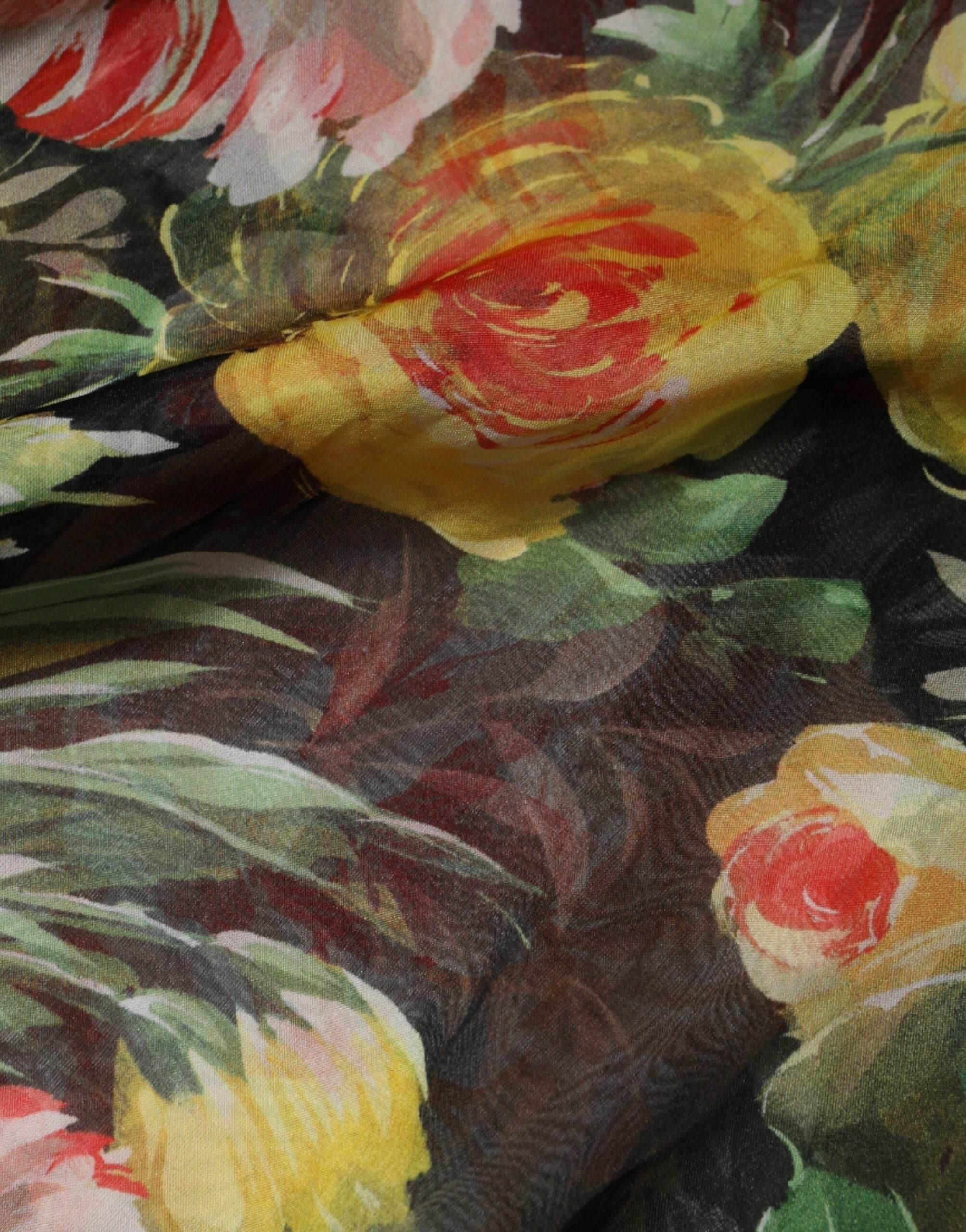 Dolce & Gabbana Multicolor Floral Silk Kaftan Maxi Dress - Hilstor