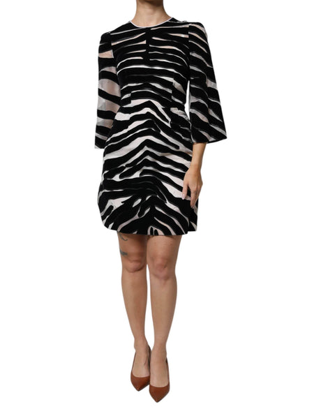 Dolce & Gabbana Black White Zebra A-line Sheath Mini Dress - Hilstor