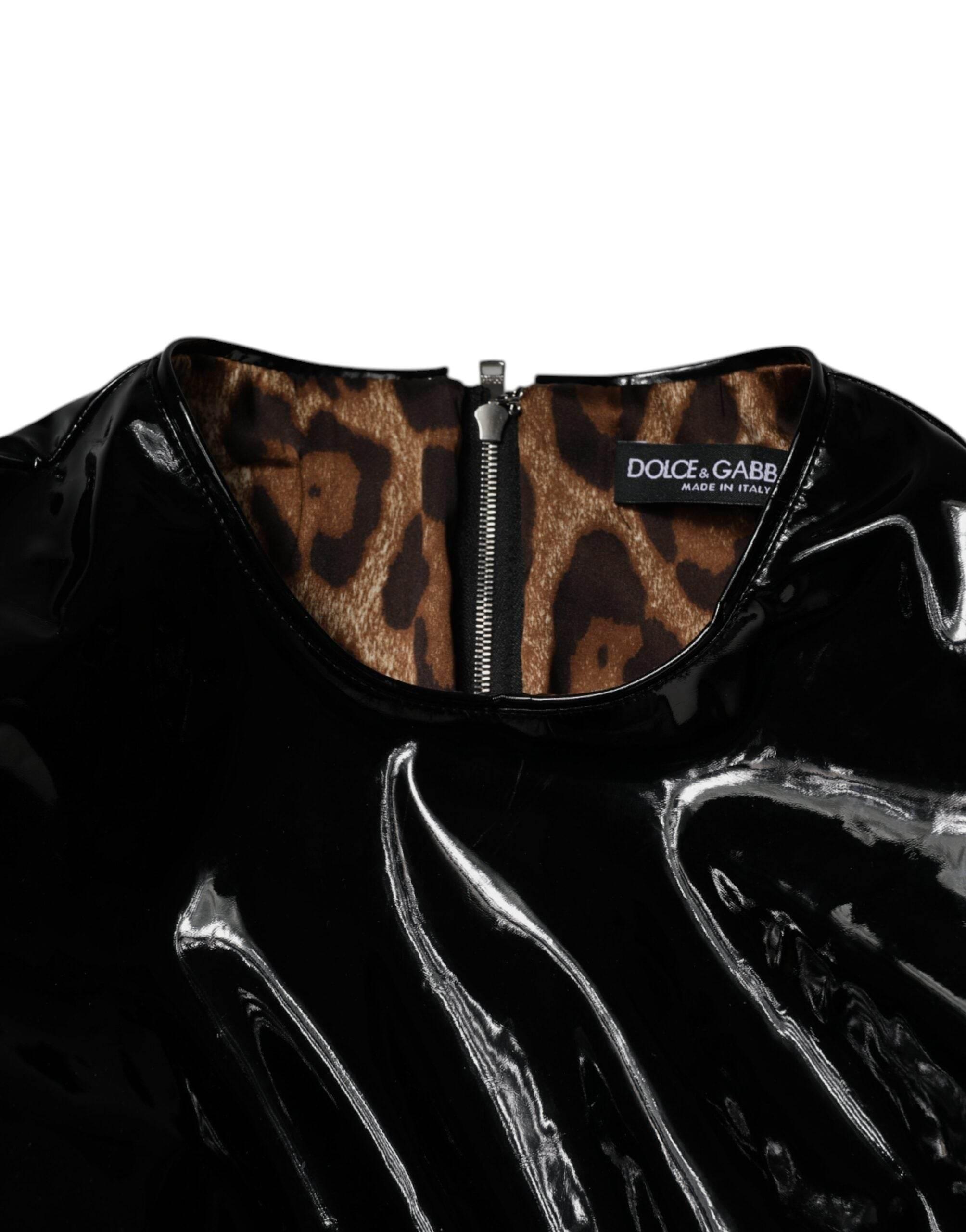 Dolce & Gabbana Mini-kjole med pufærmer i sort lak