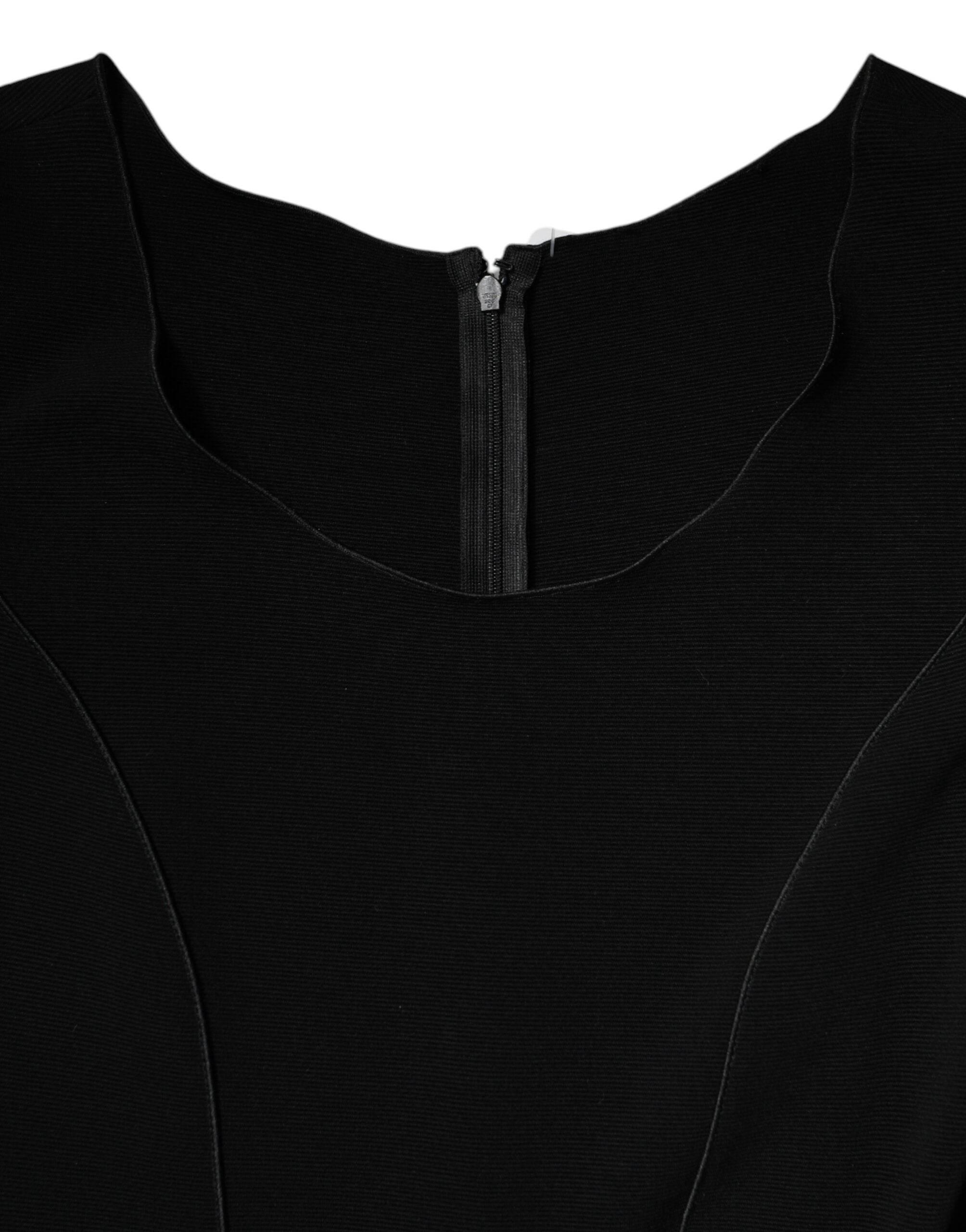 Emporio Armani Black Viscose Short Sleeves Sheath Midi Dress - Hilstor