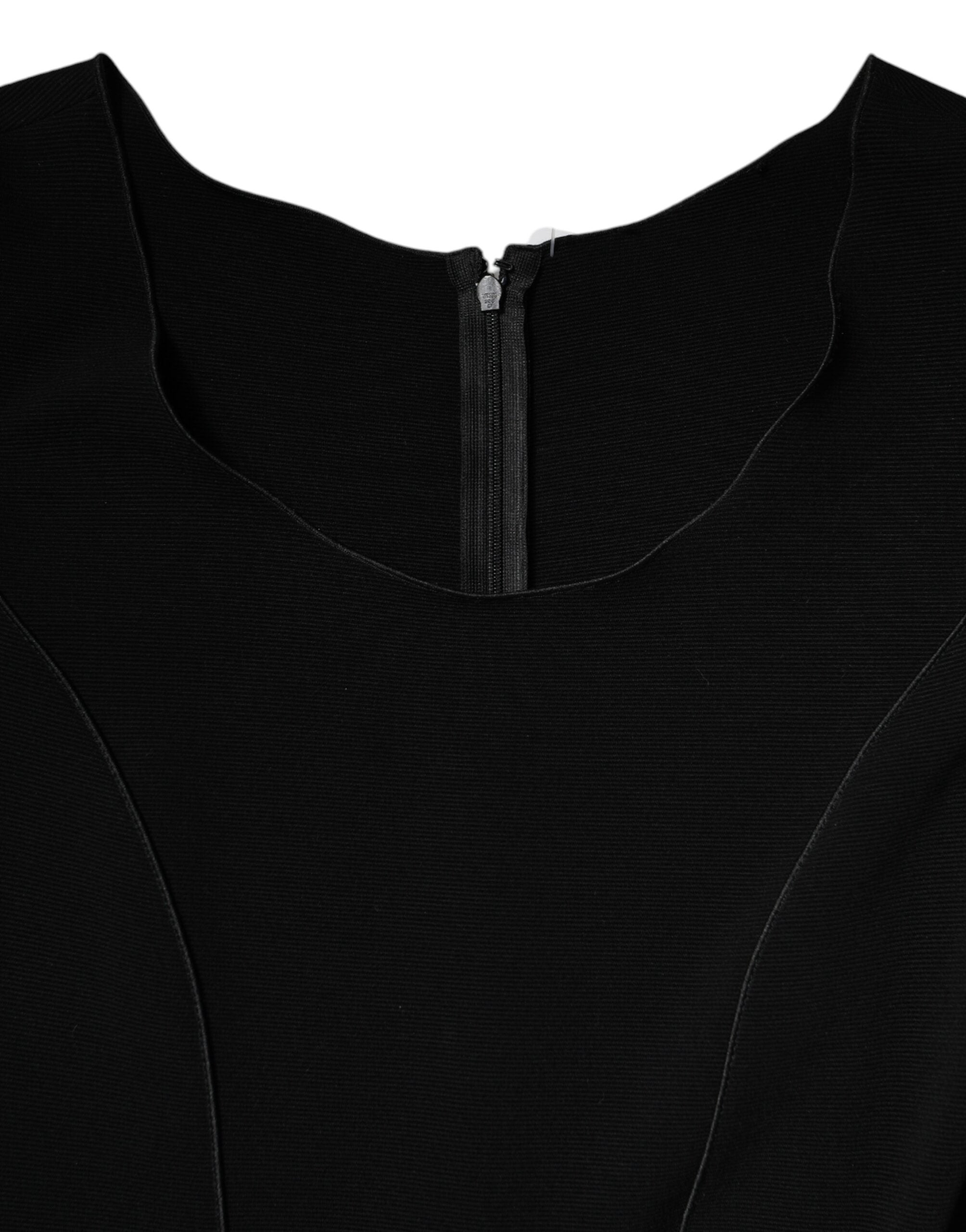 Emporio Armani Sort Viscose Kortærmet Skede Midi Kjole