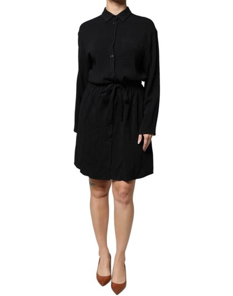 Emporio Armani Black Viscose Long Sleeves A-line Mini Dress - Hilstor