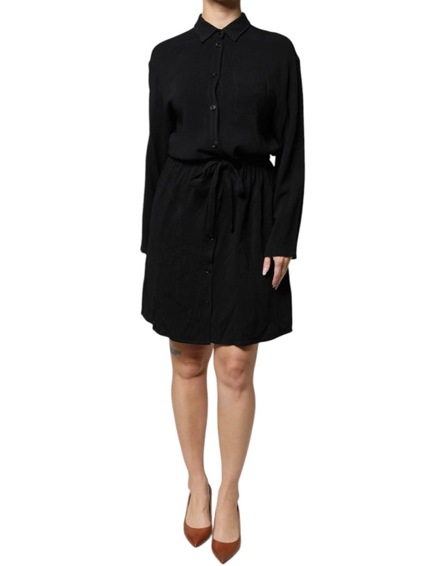 Emporio Armani Black Viscose Long Sleeves A-line Mini Dress - Hilstor