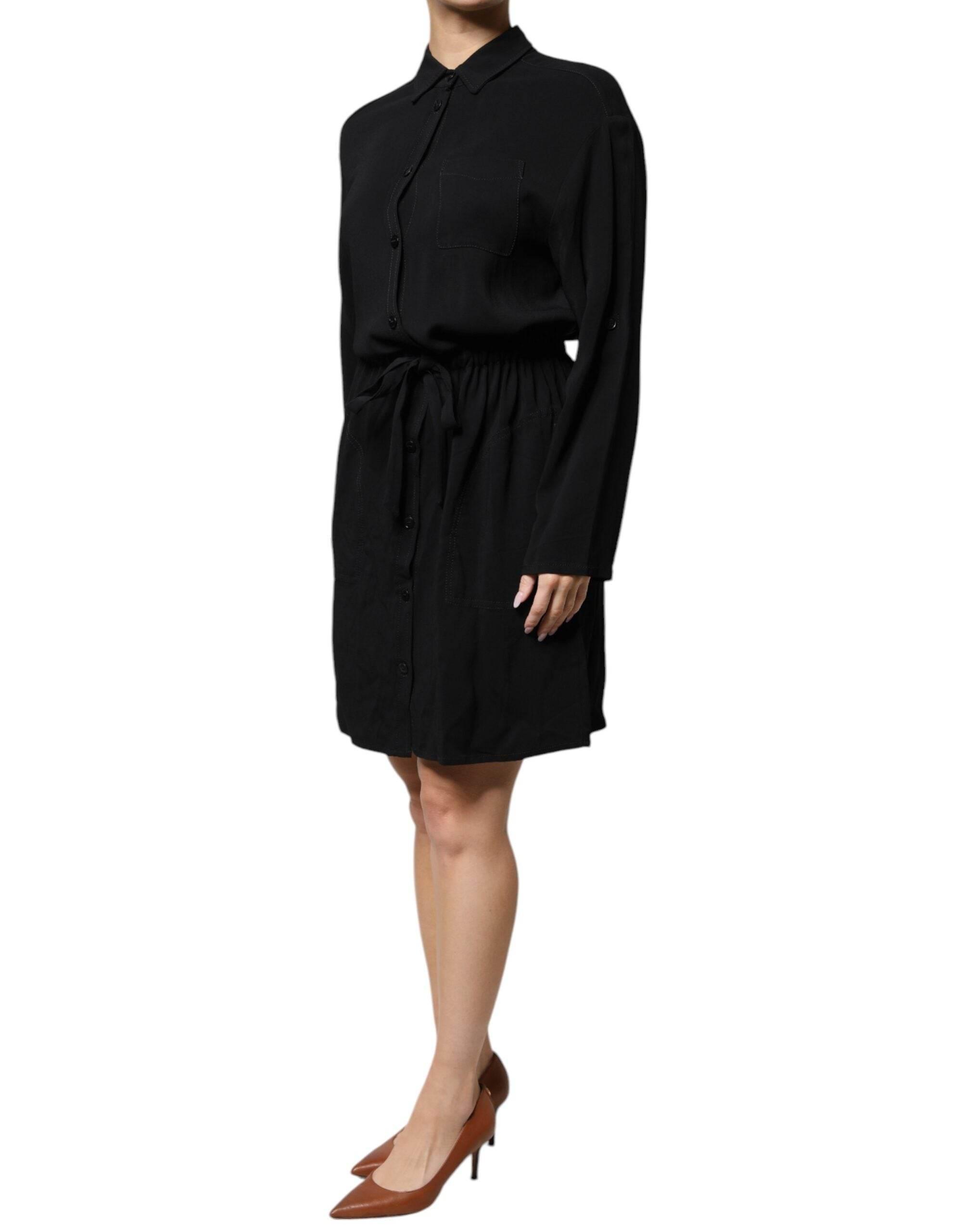 Emporio Armani Black Viscose Long Sleeves A-line Mini Dress - Hilstor