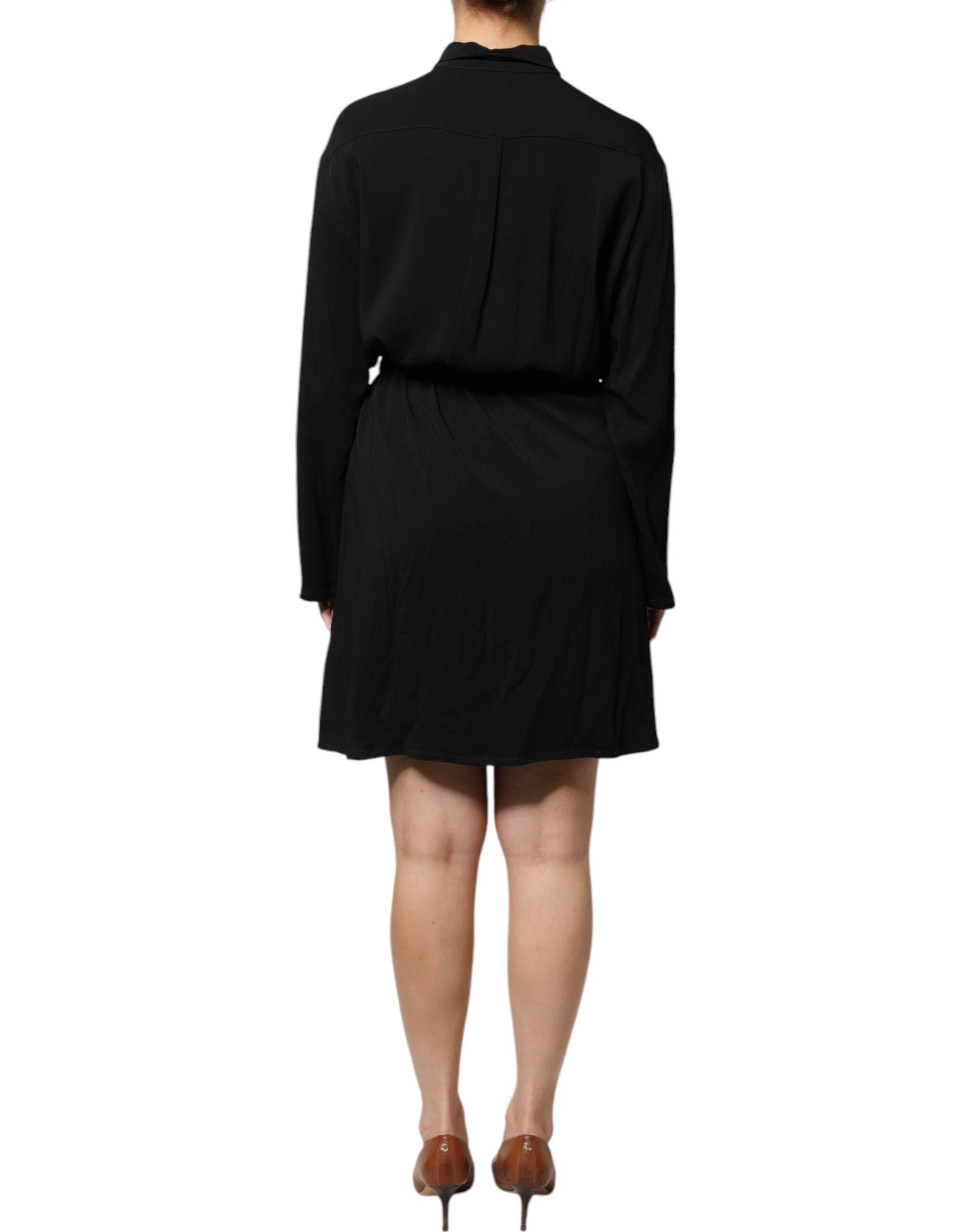 Emporio Armani Black Viscose Long Sleeves A-line Mini Dress - Hilstor