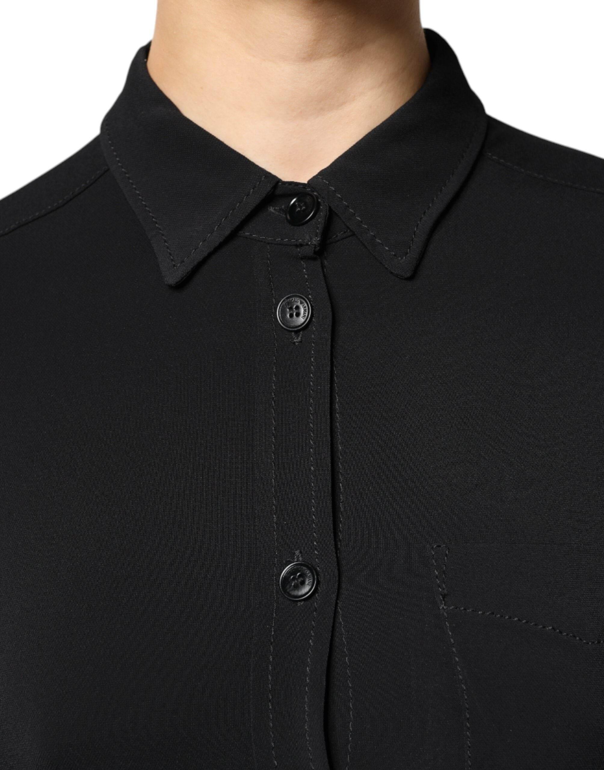 Emporio Armani Black Viscose Long Sleeves A-line Mini Dress - Hilstor