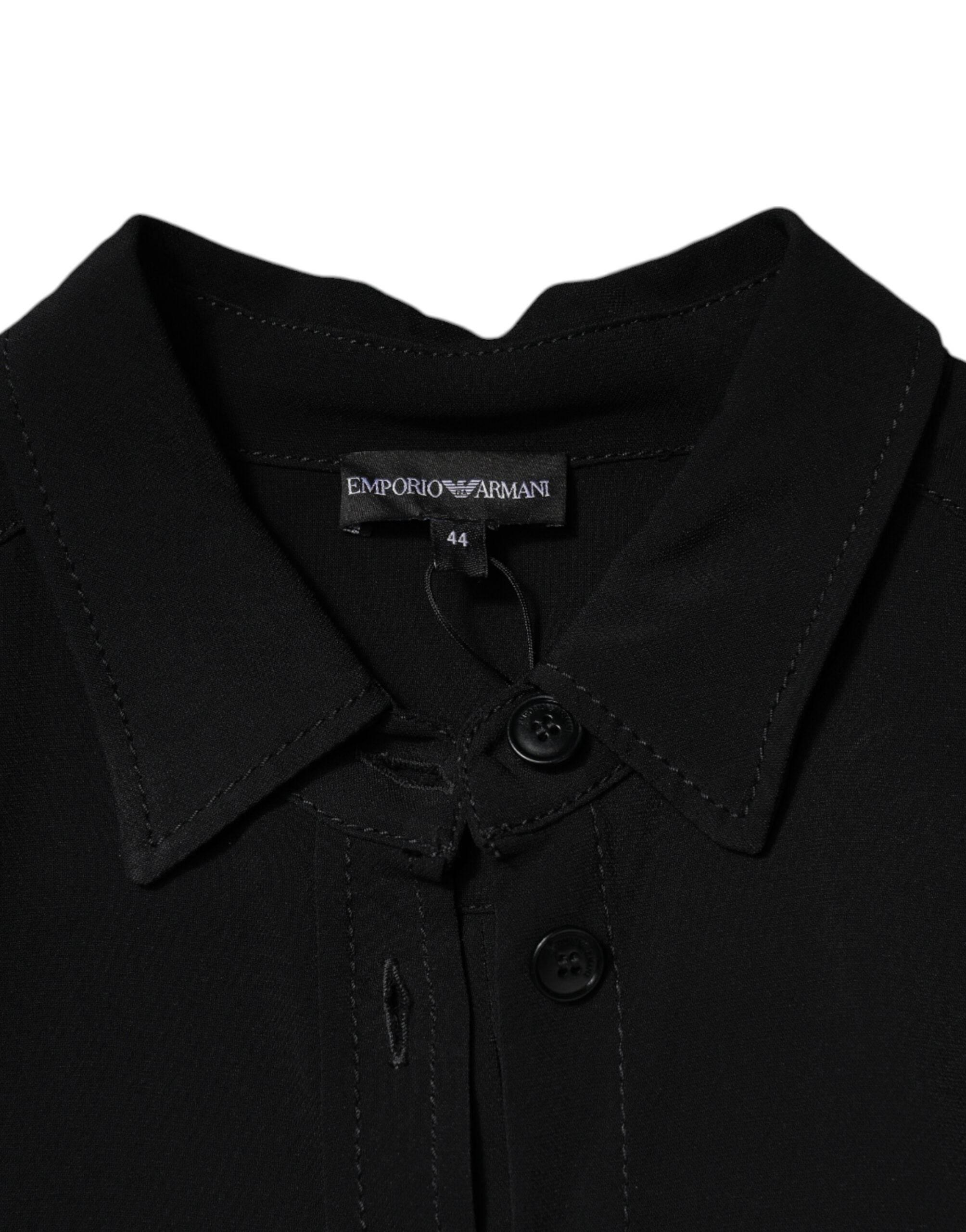 Emporio Armani Black Viscose Long Sleeves A-line Mini Dress - Hilstor