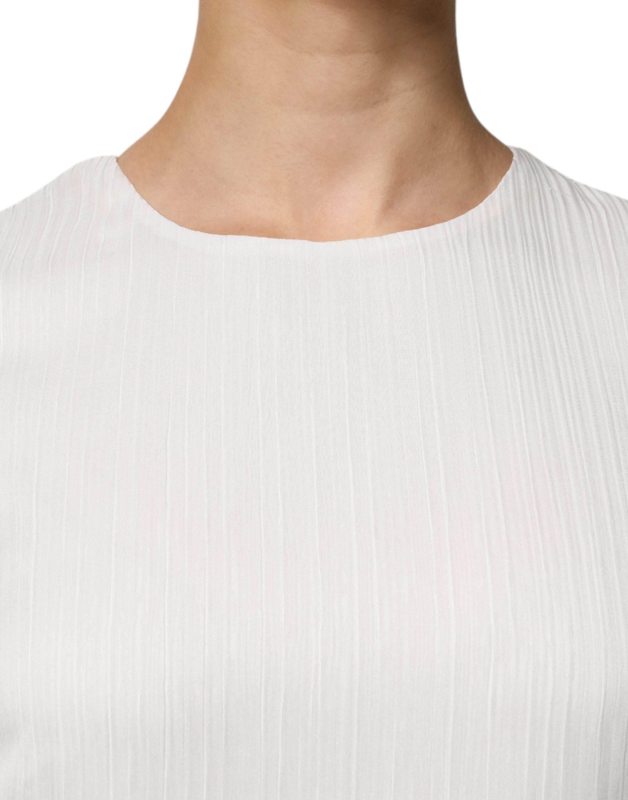 Peserico White Sleeveless Round Neck Shift Long Maxi Dress - Hilstor