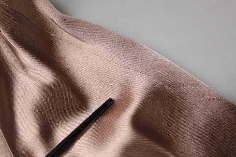 Emporio Armani Pink Satin Long Sleeves Sheath Wrap Mini Dress - Hilstor