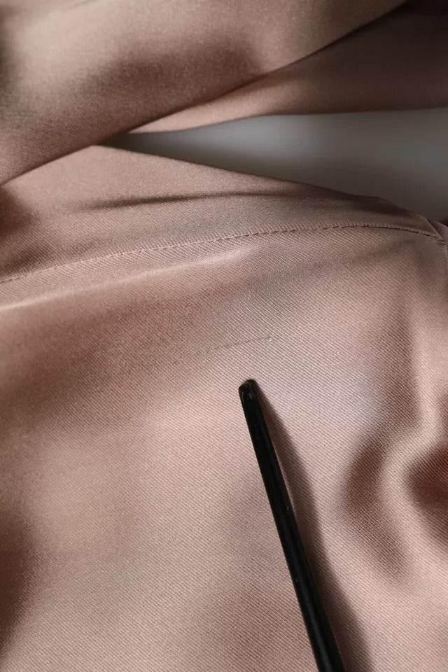 Emporio Armani Pink Satin Long Sleeves Sheath Wrap Mini Dress - Hilstor