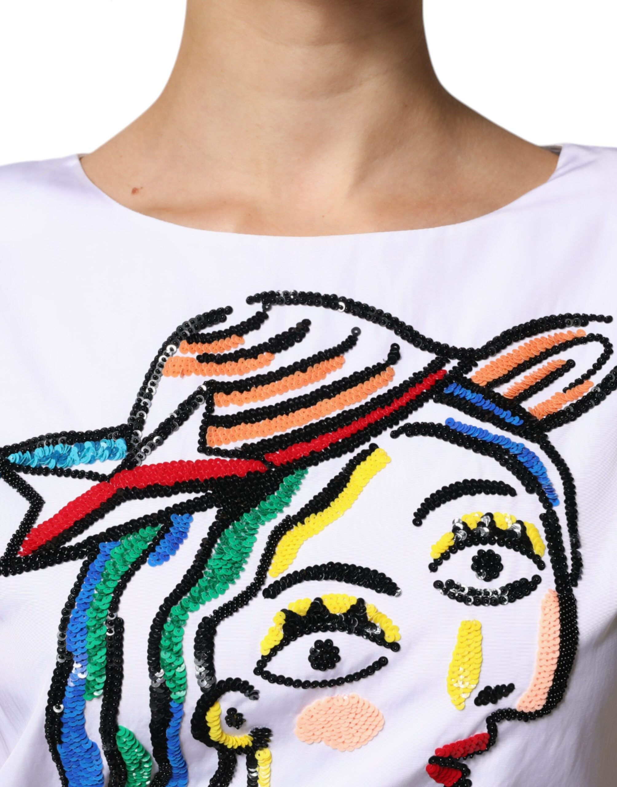 Moschino Couture Mini-kjole med hvidt tryk i viskoseskede