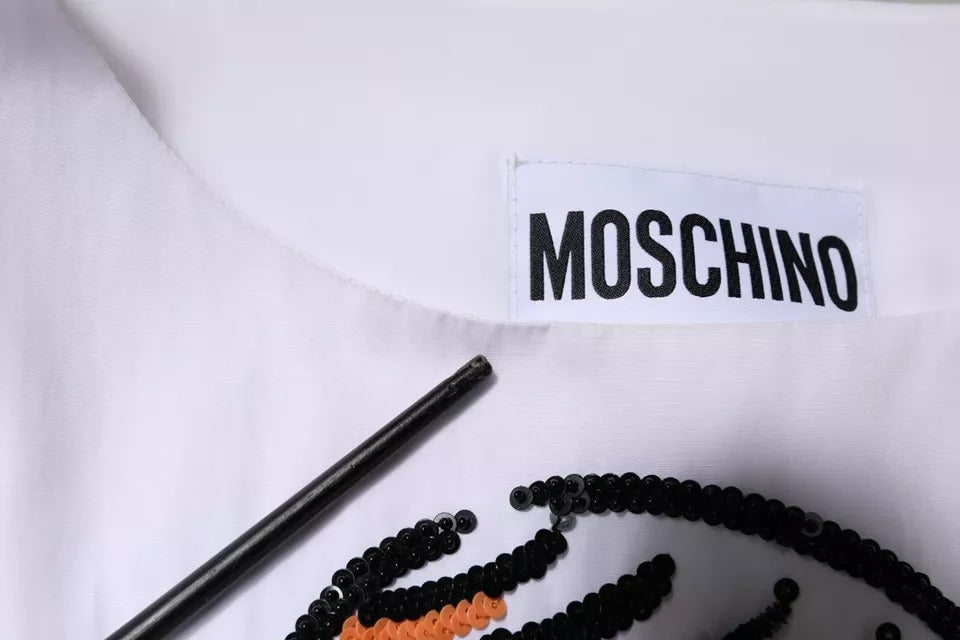 Moschino Couture Mini-kjole med hvidt tryk i viskoseskede