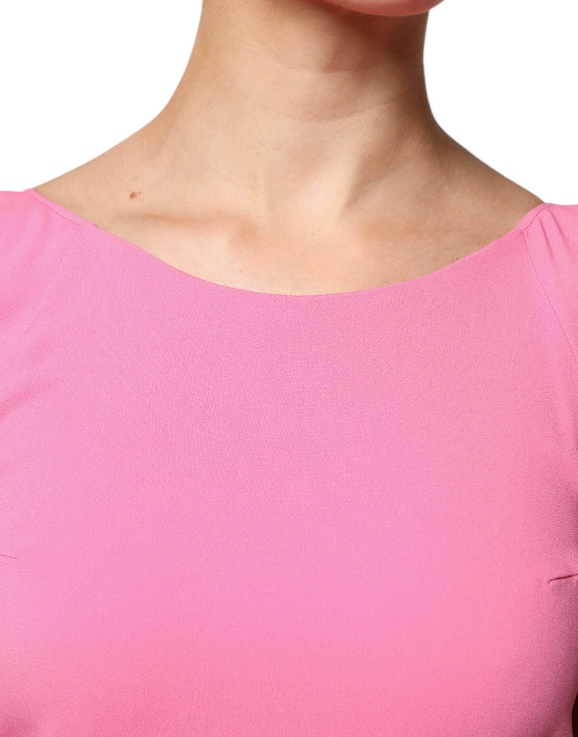Dondup Pink Viscose Short Sleeves Backless Sheath Mini Dress - Hilstor