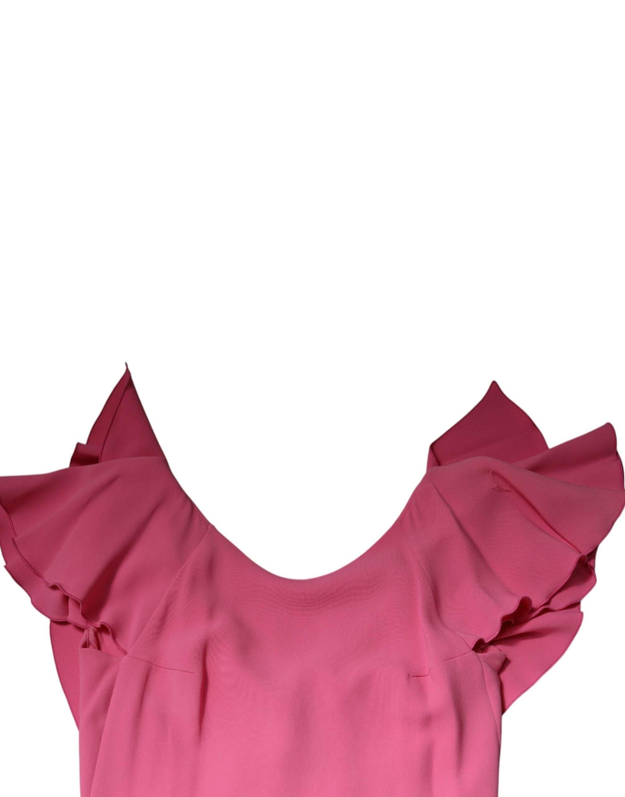 Dondup Pink Viscose Short Sleeves Backless Sheath Mini Dress - Hilstor