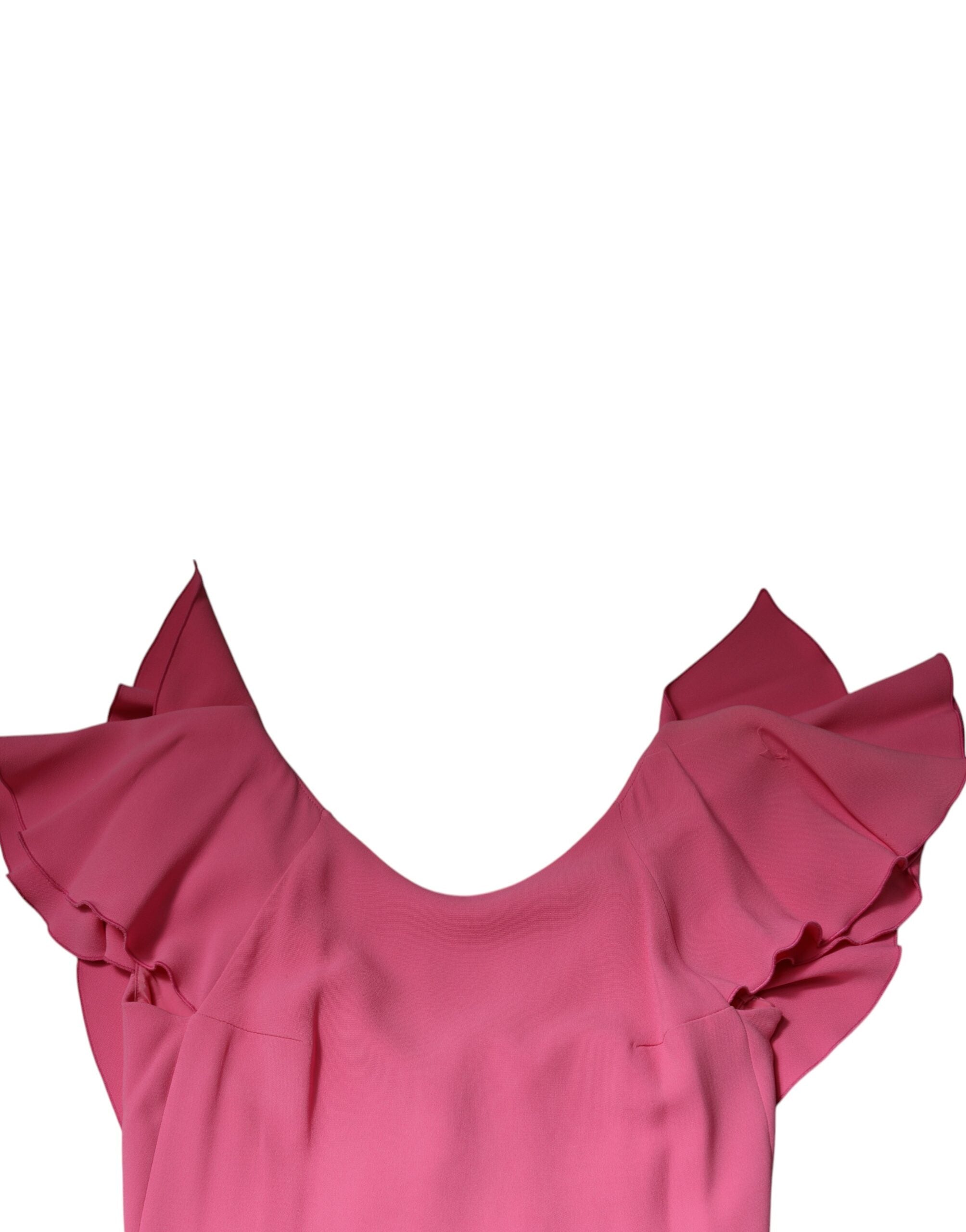 Dondup Pink Viscose Kortærmet Rygløs Skede Mini Kjole