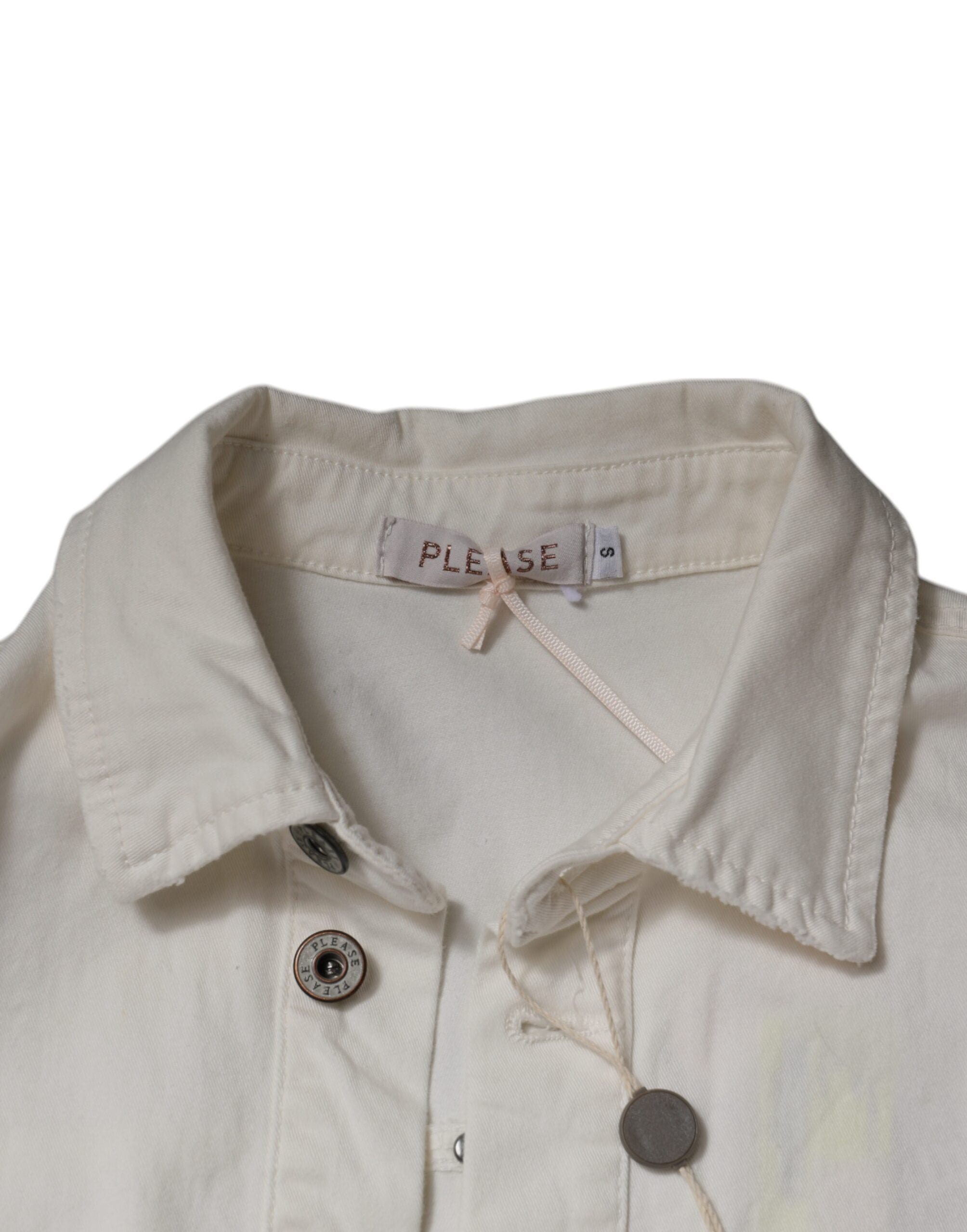 Venligst hvid bomuld korte ærmer Button Down Romper Kjole