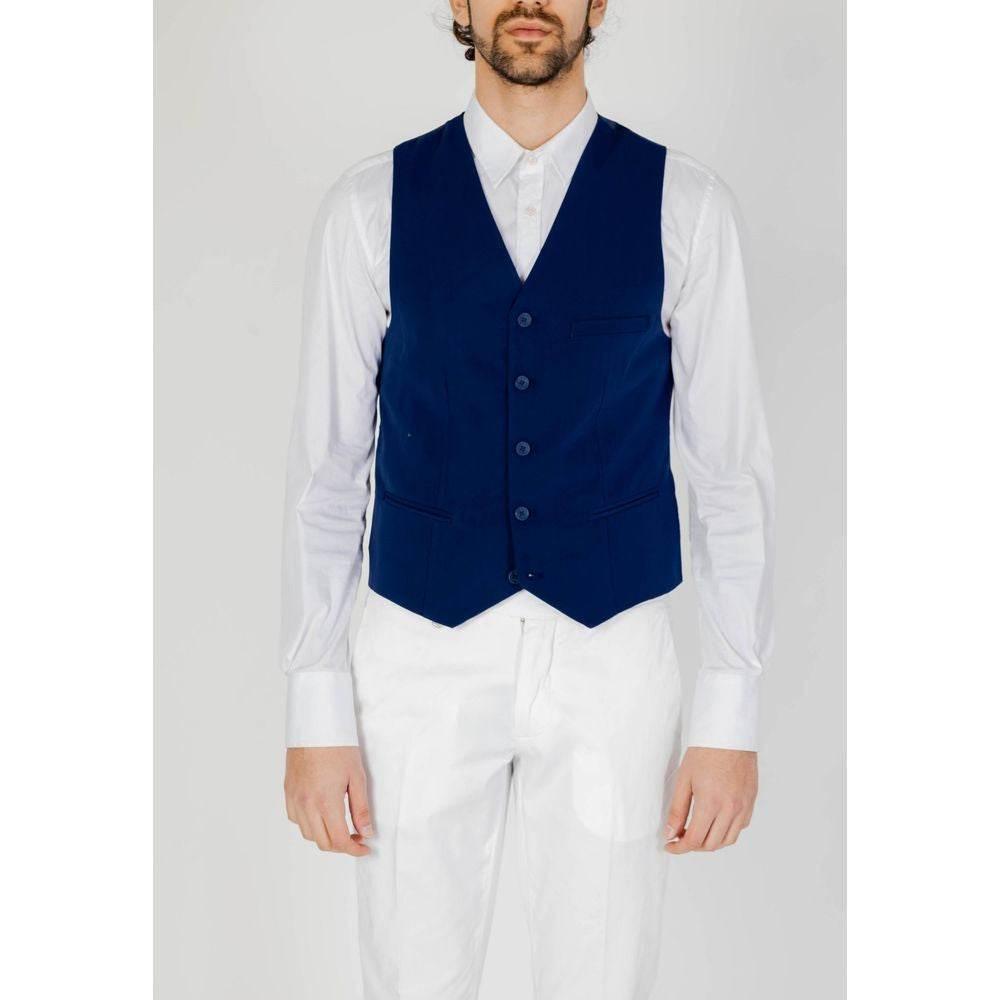 Only & Sons Blue Polyester Waistcoat - Hilstor