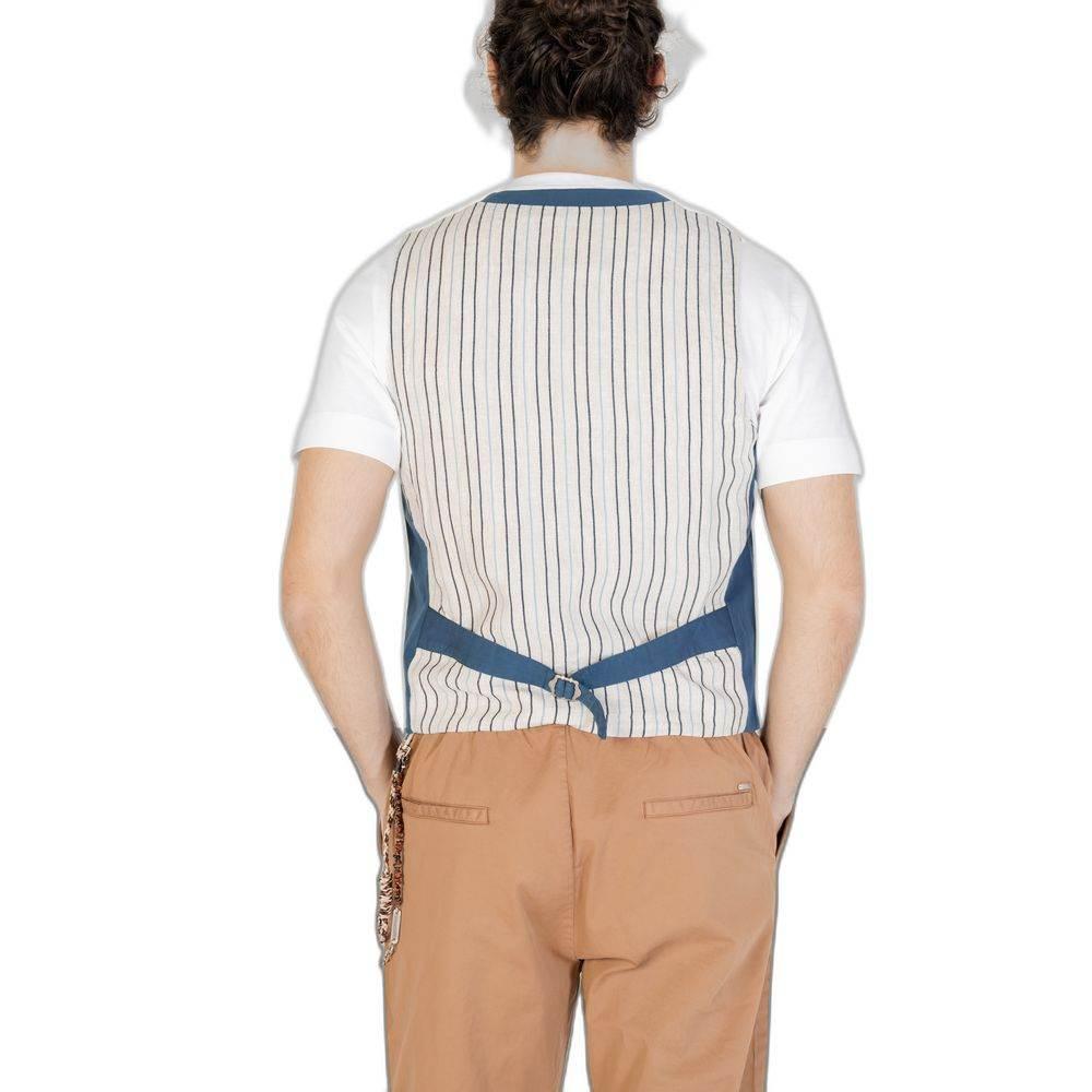 Gianni Lupo Blue Cotton Waistcoat - Hilstor