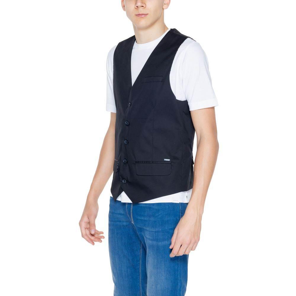 Gianni Lupo Black Cotton Waistcoat - Hilstor