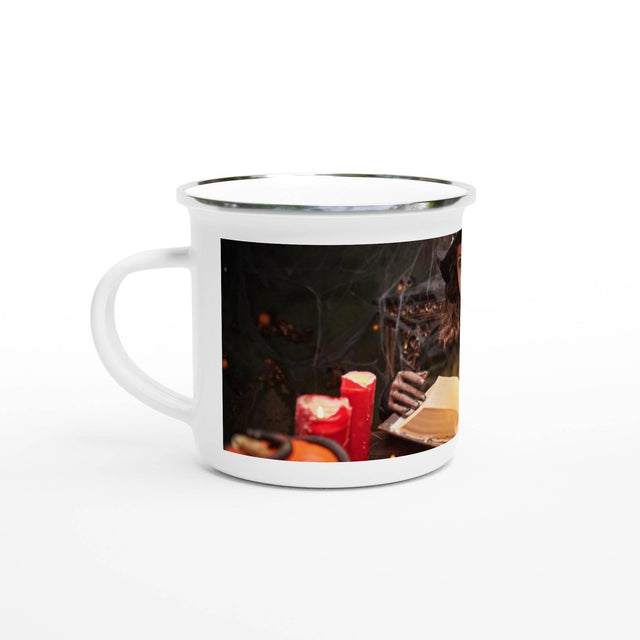 White 12oz Enamel Mug Halloween - Hilstor