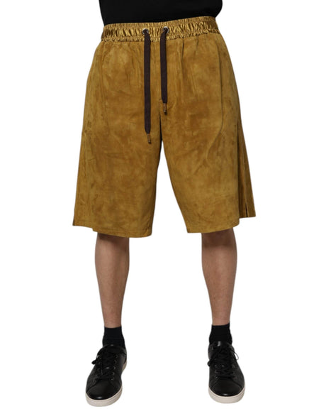Dolce & Gabbana Brown Lambskin Suede Men Bermuda Shorts - Hilstor