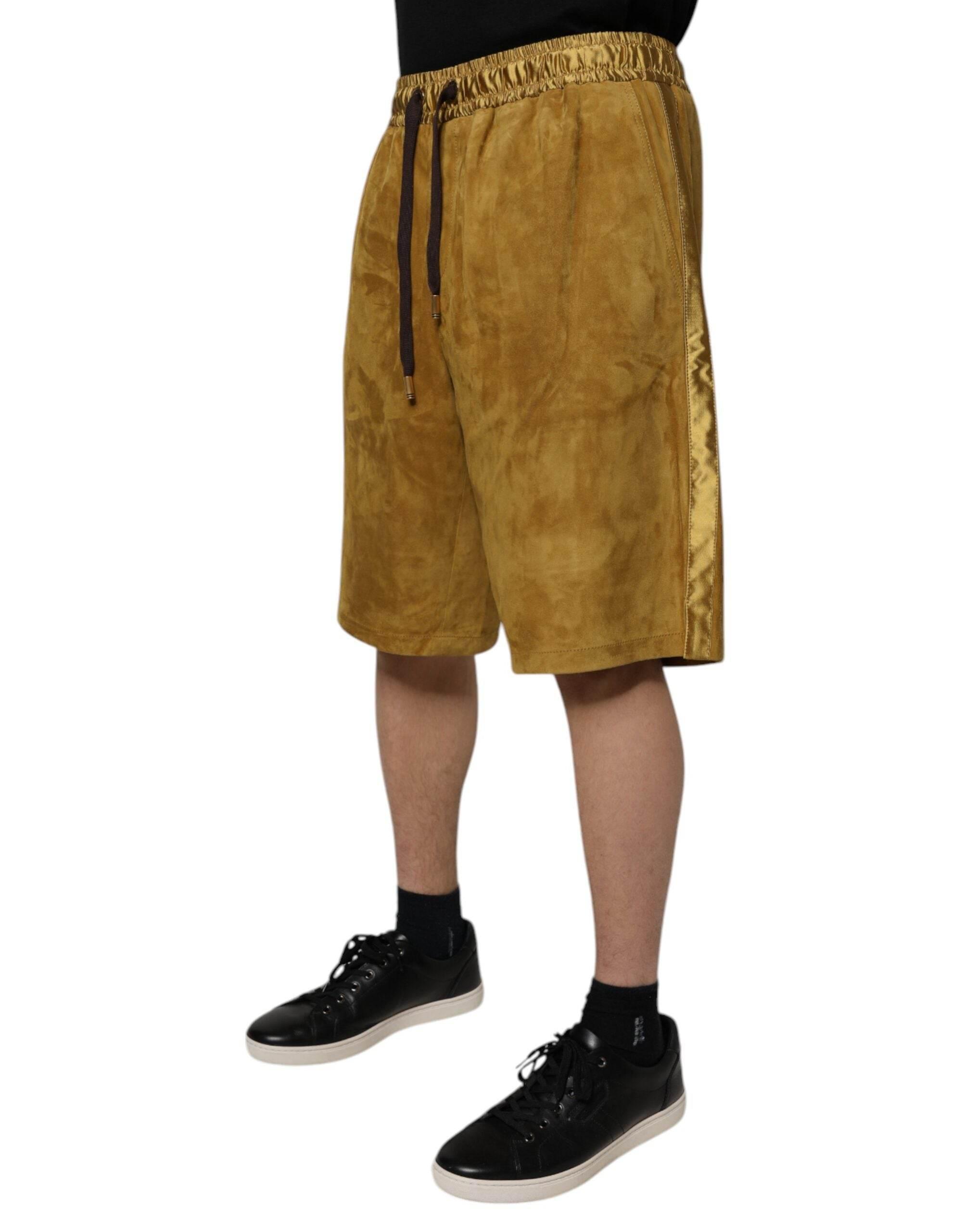 Dolce & Gabbana Brown Lambskin Suede Men Bermuda Shorts - Hilstor