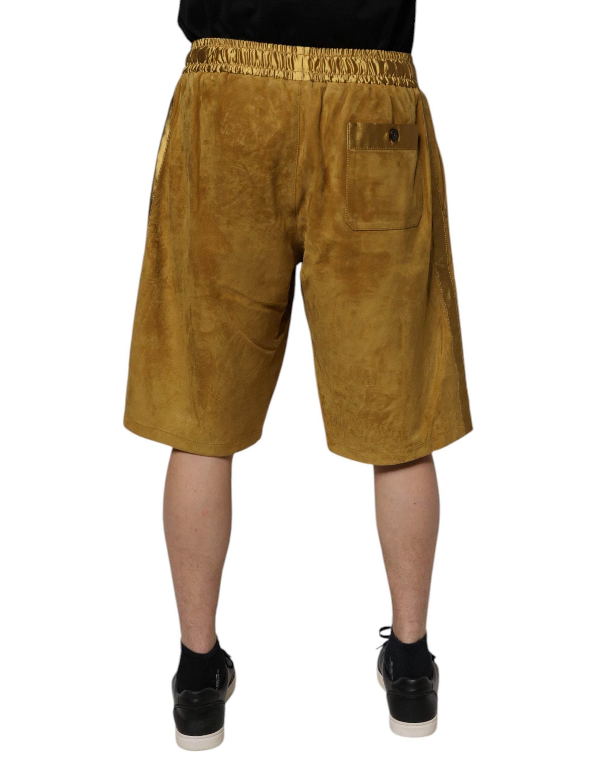 Dolce & Gabbana Brown Lambskin Suede Men Bermuda Shorts - Hilstor