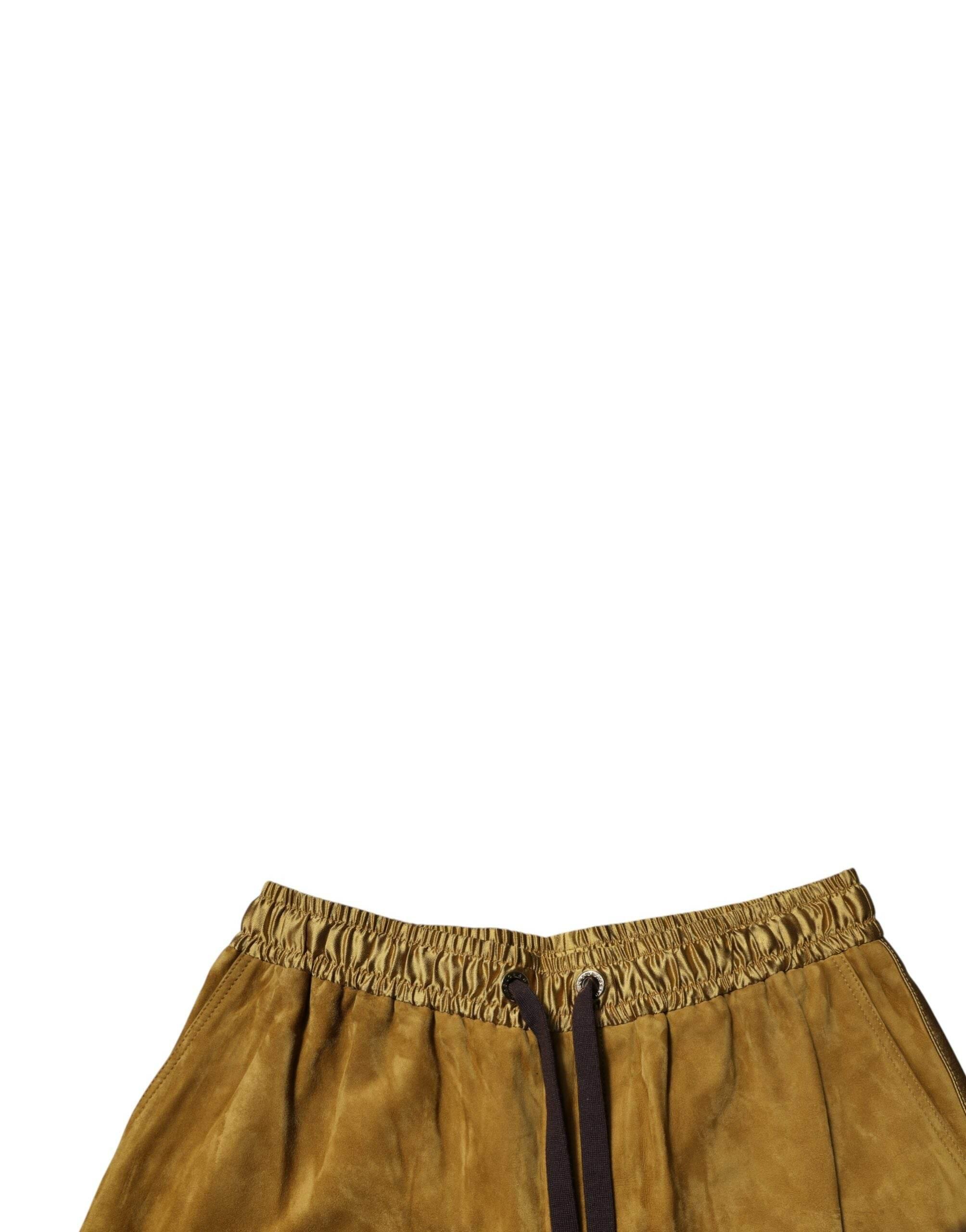 Dolce & Gabbana Brown Lambskin Suede Men Bermuda Shorts - Hilstor