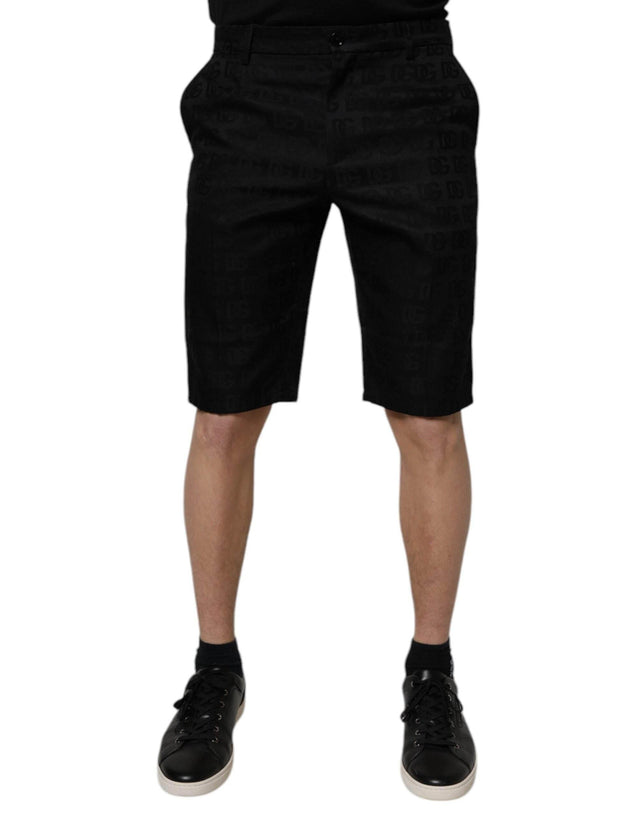 Dolce & Gabbana Black Cotton Casual Mid Waist Chino Shorts - Hilstor