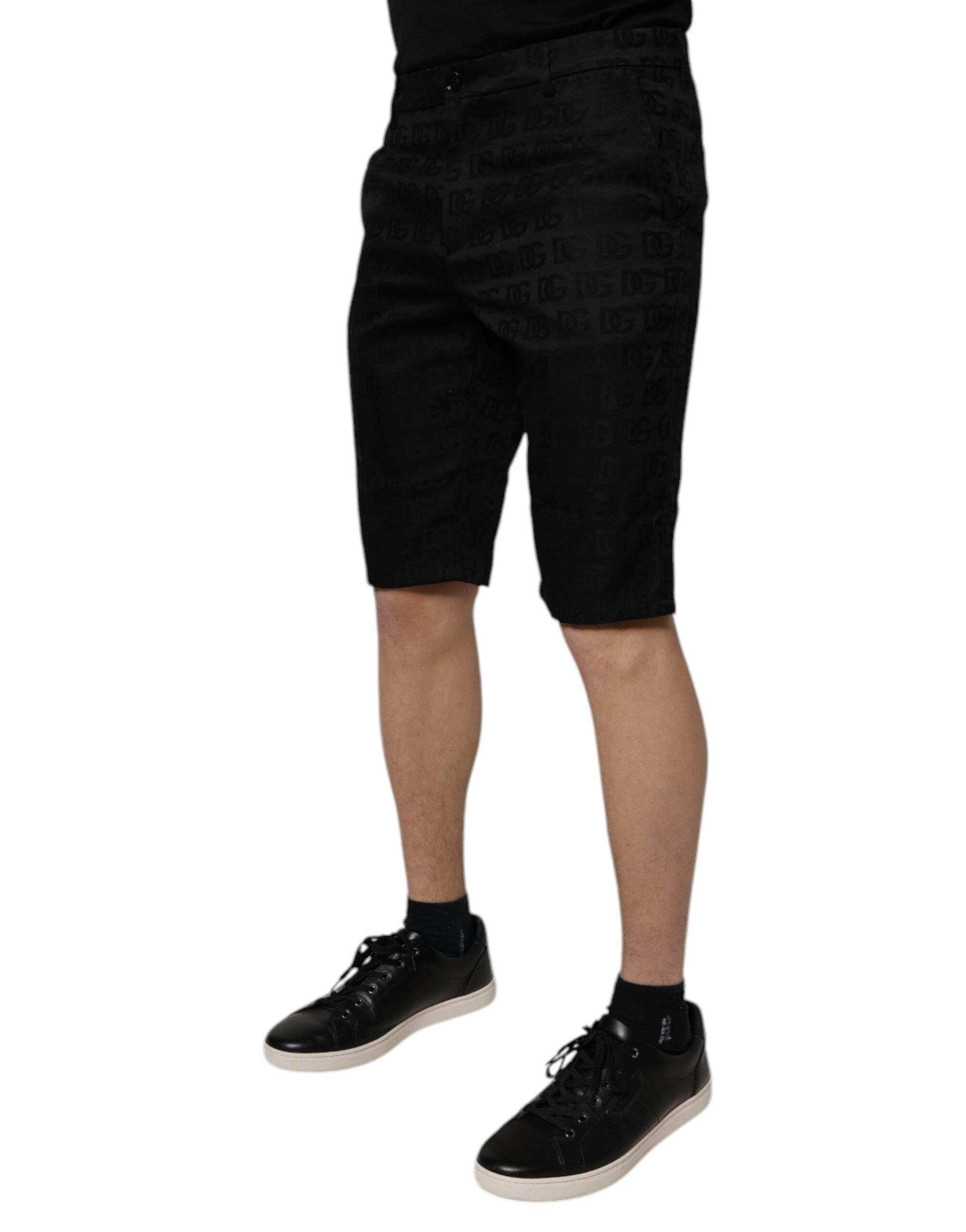 Dolce & Gabbana Black Cotton Casual Mid Waist Chino Shorts - Hilstor