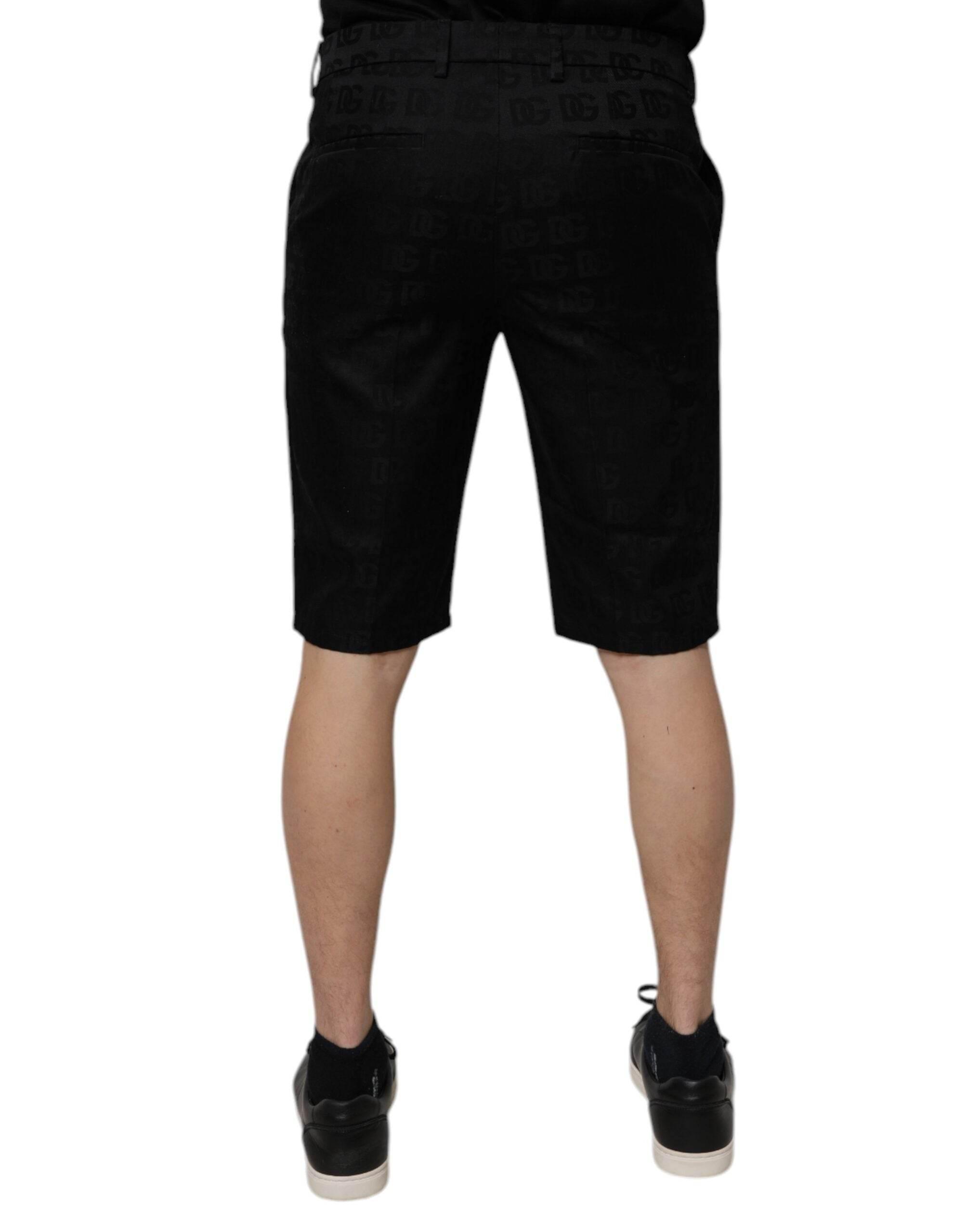 Dolce & Gabbana Black Cotton Casual Mid Waist Chino Shorts - Hilstor