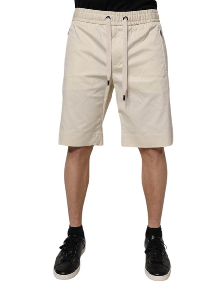 Dolce & Gabbana Off White Cotton Stretch Men Bermuda Shorts - Hilstor