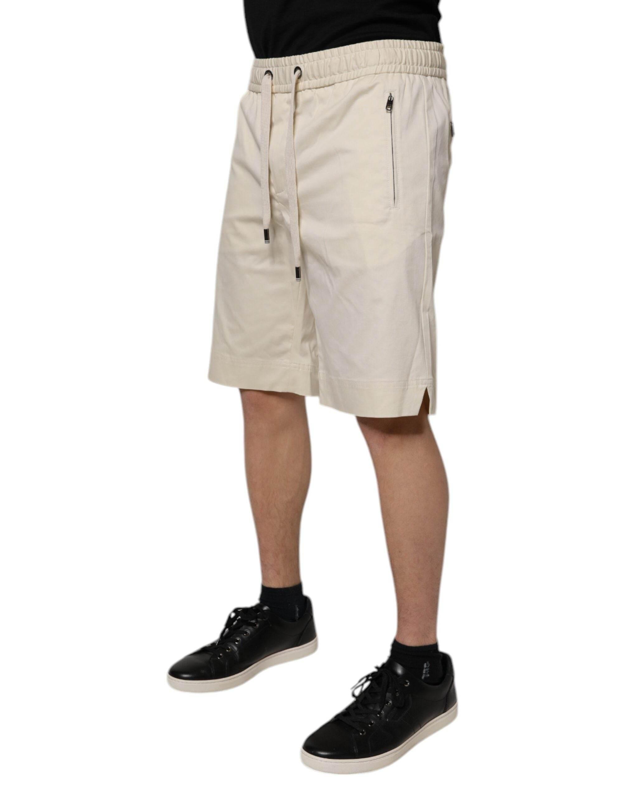 Dolce & Gabbana Off White Cotton Stretch Men Bermuda Shorts - Hilstor