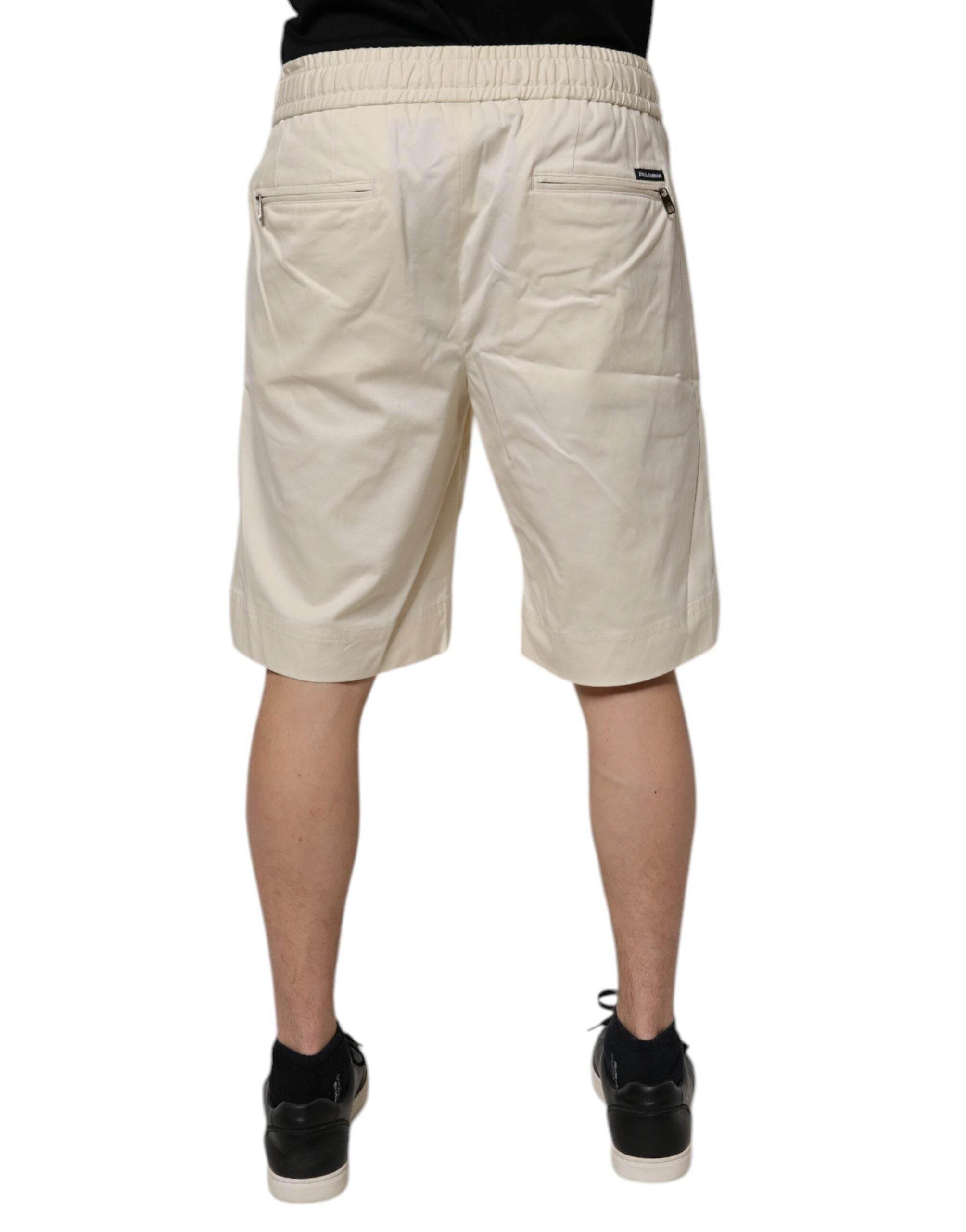 Dolce & Gabbana Off White Cotton Stretch Men Bermuda Shorts - Hilstor