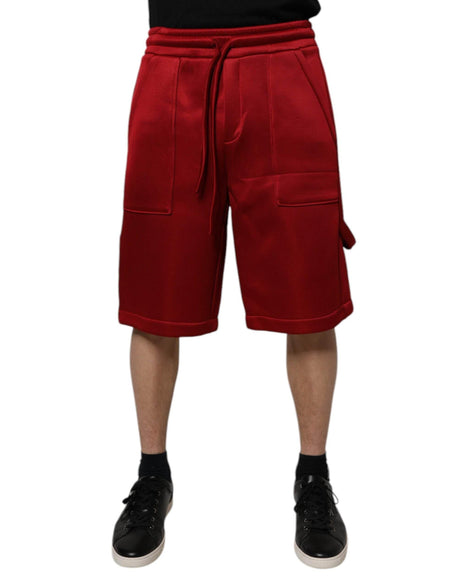 Dolce & Gabbana Maroon Viscose Nylon Mid Waist Bermuda Shorts - Hilstor