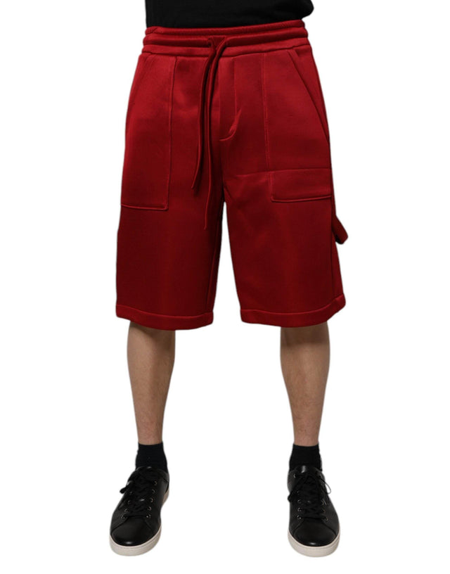 Dolce & Gabbana Maroon Viscose Nylon Mid Waist Bermuda Shorts - Hilstor