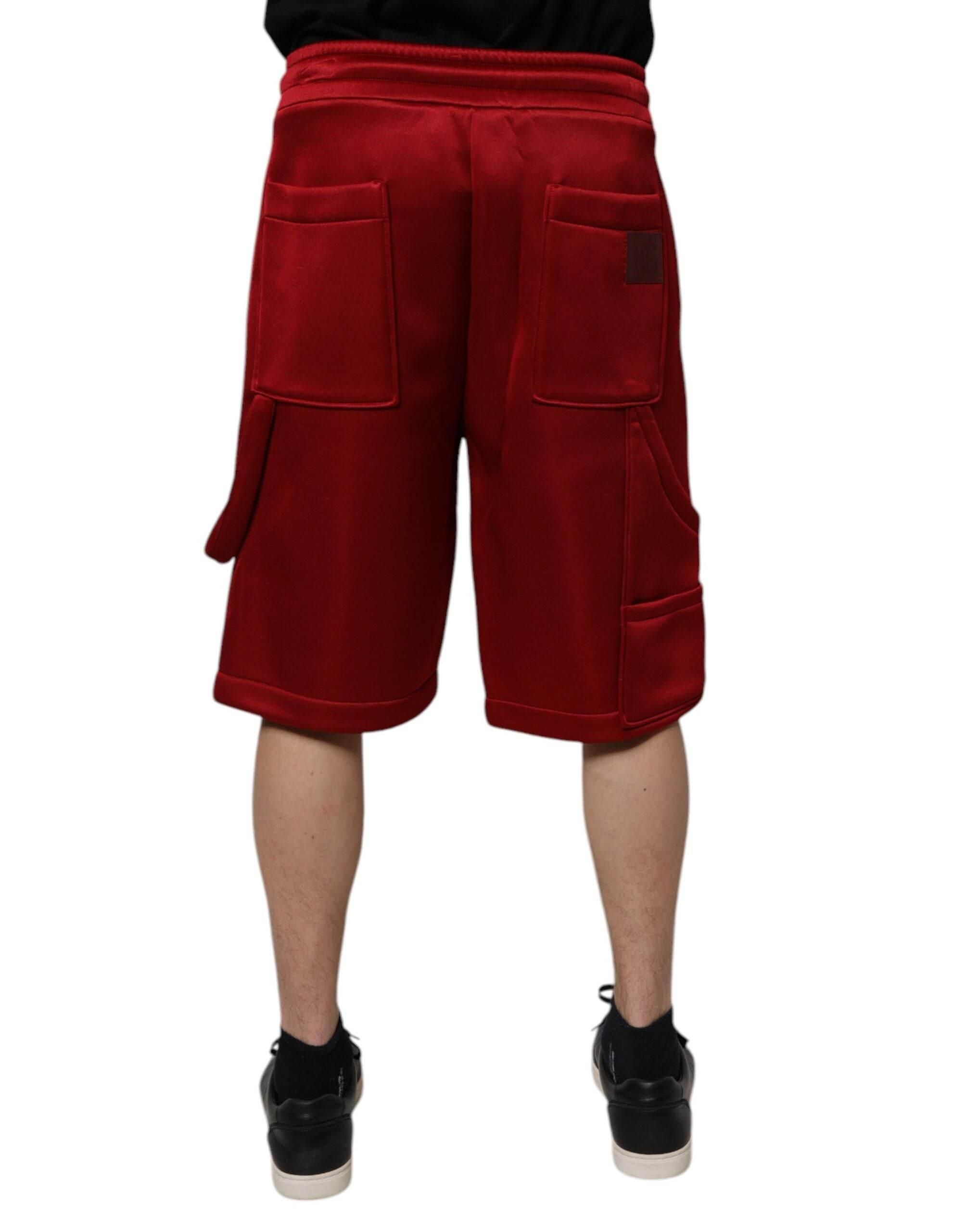 Dolce & Gabbana Maroon Viscose Nylon Mid Waist Bermuda Shorts - Hilstor