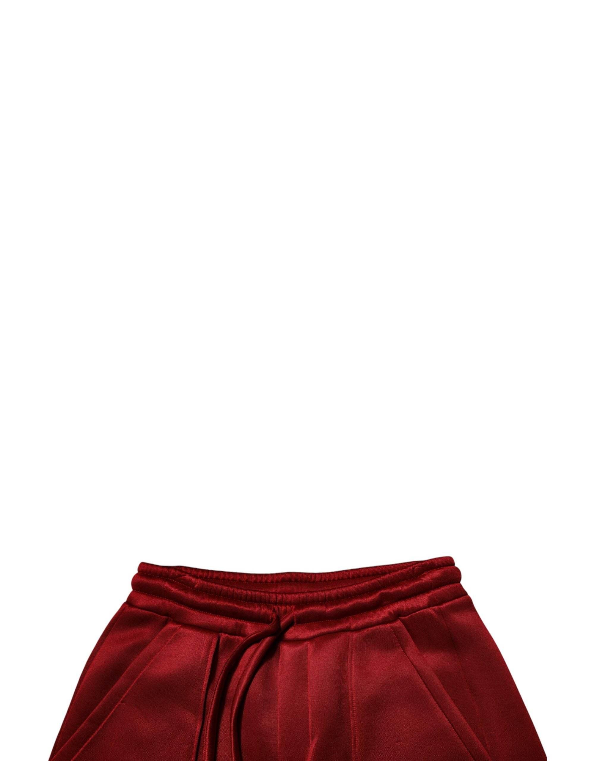 Dolce & Gabbana Maroon Viscose Nylon Mid Waist Bermuda Shorts - Hilstor