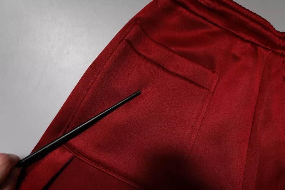 Dolce & Gabbana Maroon Viscose Nylon Mid Waist Bermuda Shorts - Hilstor